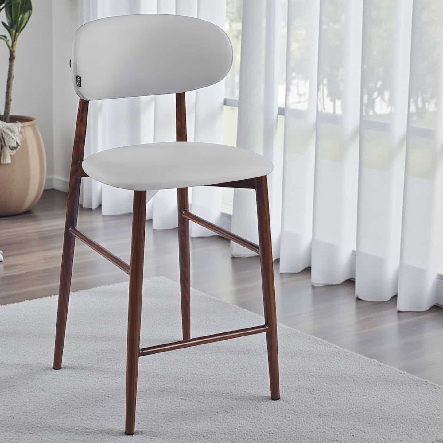 כיסא בר יוקרתי דמוי עור אבן/אפור אגוז דגם לוסי | מכירה מוקדמת 02.26