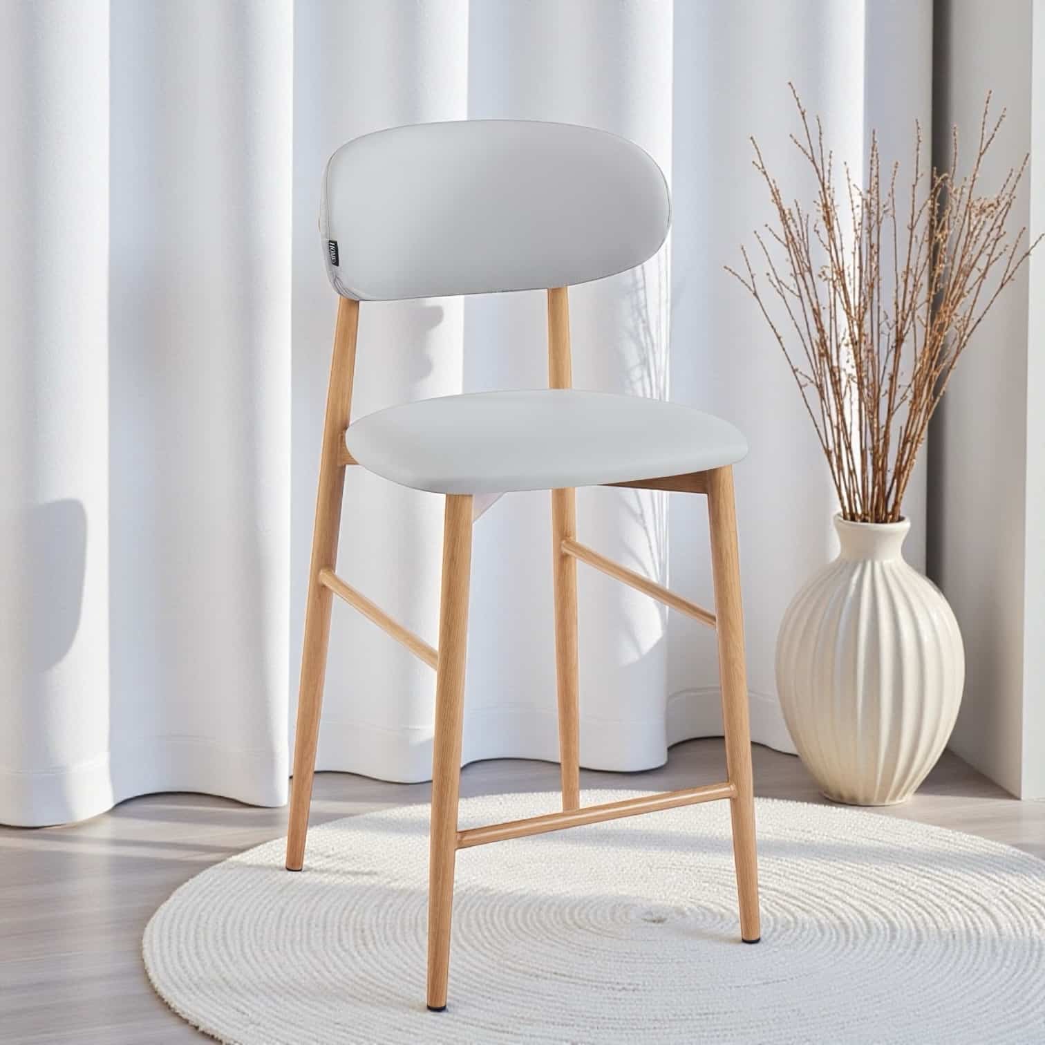 כיסא בר יוקרתי דמוי עור אבן/אפור אלון דגם לוסי | מכירה מוקדמת 02.26