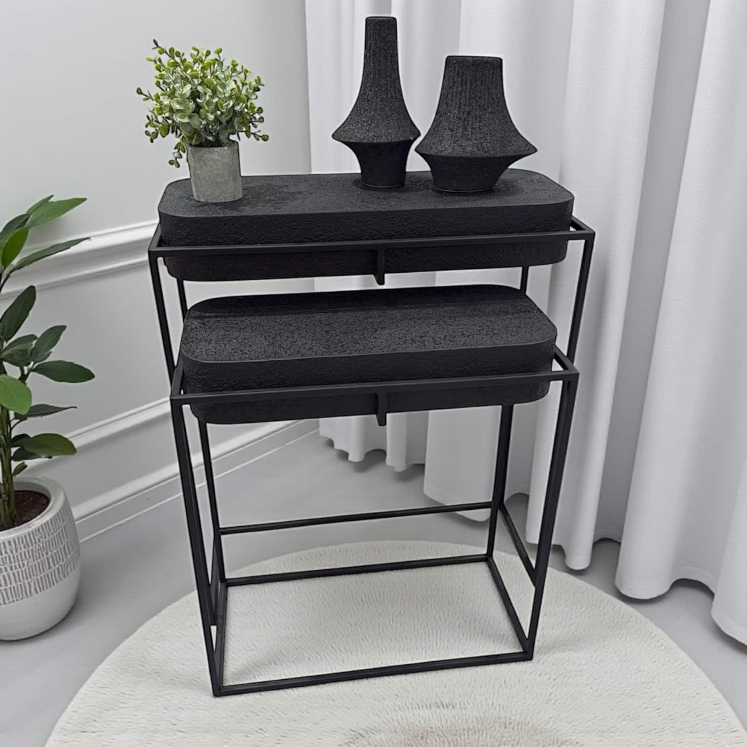 קונסולה שחור בטון פינות מעוגלות דגם רוני | ניתן לבוא מבין גדלים >>