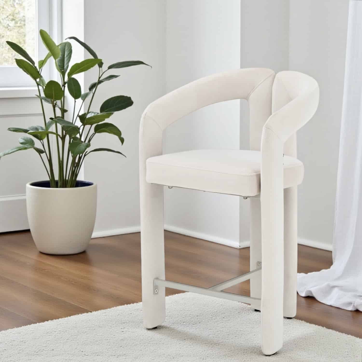 כיסא בר יוקרתי רויאל מרופד איזיקלין שמנת דגם לוסי | מכירה מוקדמת - אספקה 03.26