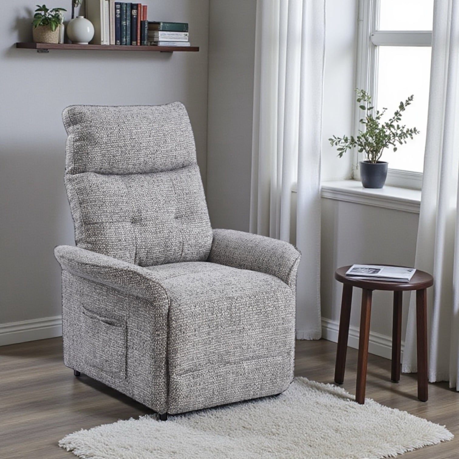 כורסא קומפורט ריקליינר טלוויזיה מפנקת גב רגליים אריג אפור דגם לוסי כורסא קומפורט ריקליינר טלוויזיה מפנקת גב רגליים אריג אפור דגם לוסי