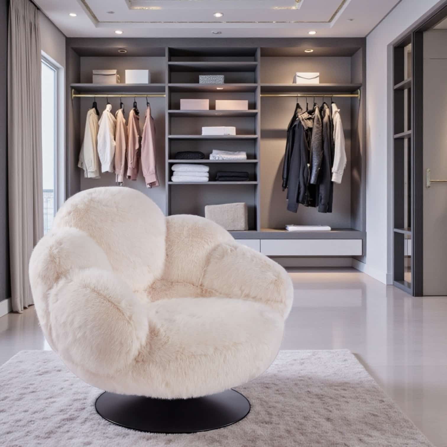 כורסא מסתובבת פרינסס פרווה שמנת דגם לוסי כורסא מסתובבת פרינסס פרווה שמנת דגם לוסי