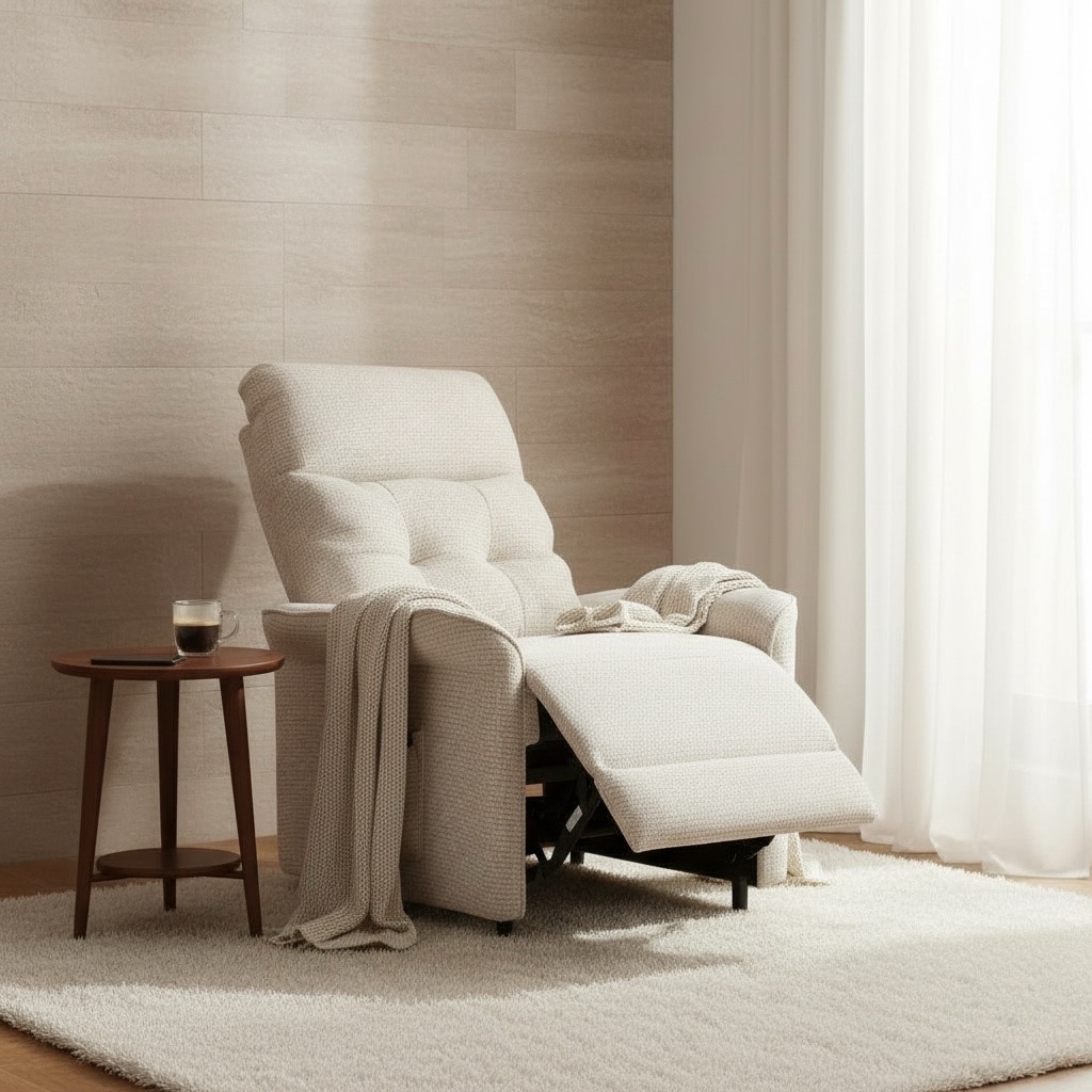 כורסא קומפורט ריקליינר טלוויזיה מפנקת גב רגליים אריג בז דגם לוסי כורסא קומפורט ריקליינר טלוויזיה מפנקת גב רגליים אריג בז דגם לוסי