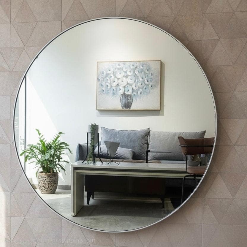 מראה עגולה קוטר 100 מסגרת כסופה - אחרונה!