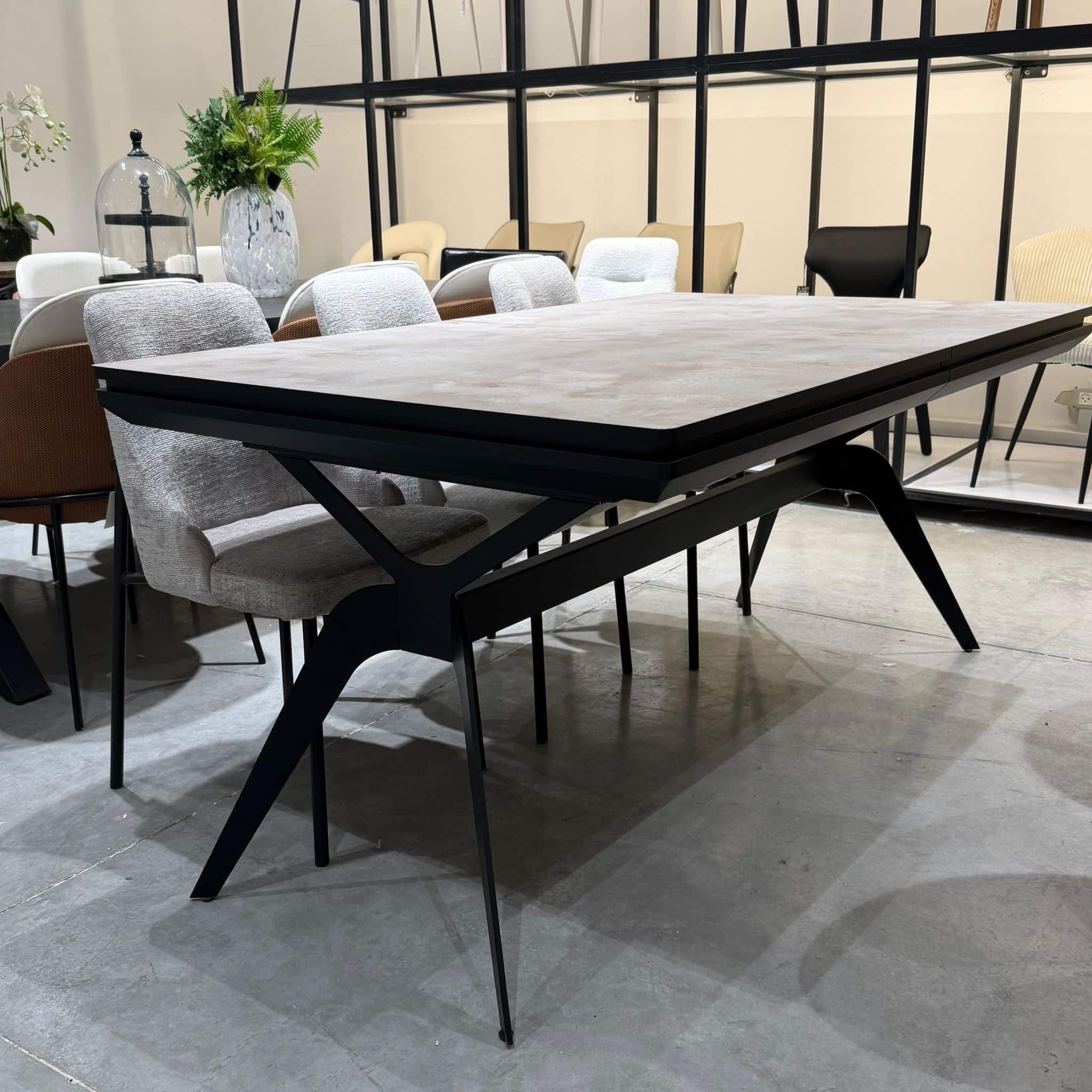 פינת אוכל מעוצבת דגם מטריקס אבן / אפור רגל שחורה - חיסול מתצוגה!