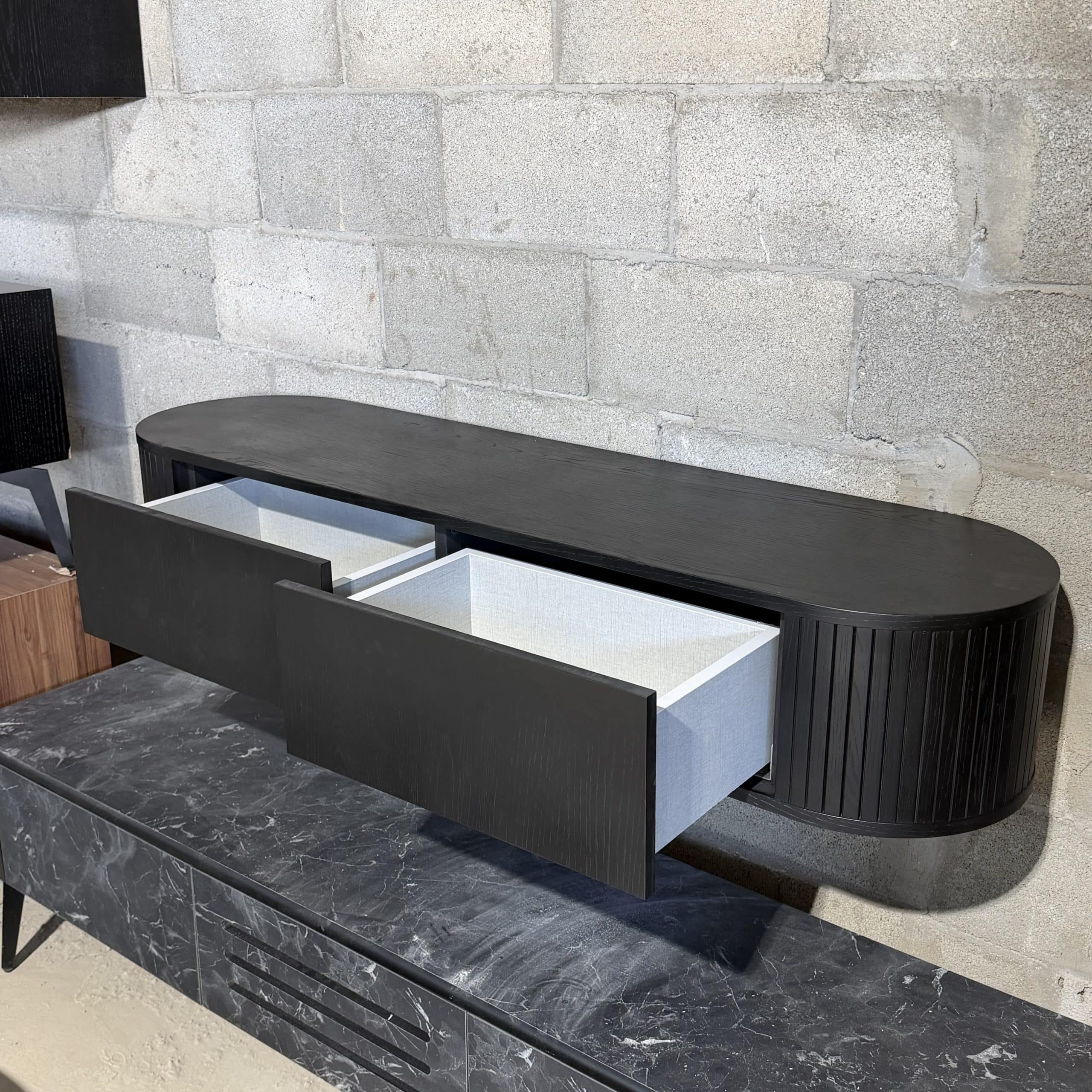 קונסולה | מזנון תלוי דגם דובאי שחור טקסטורה - חיסול!!