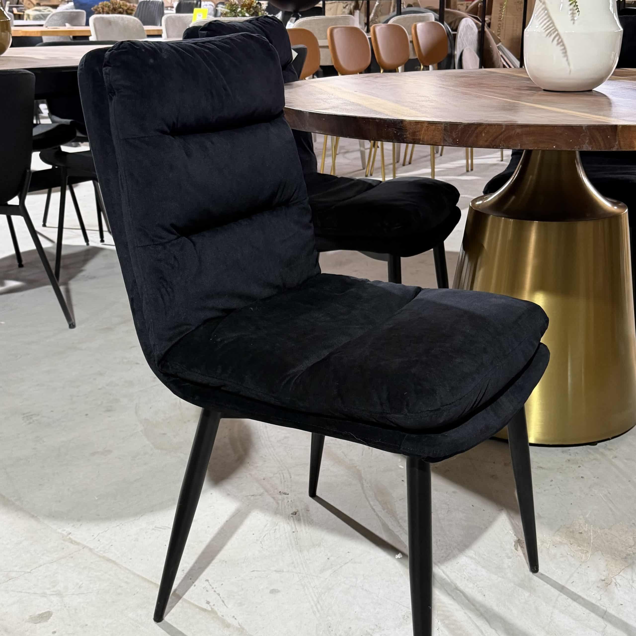 כסא פינת אוכל קטיפה שחור פסי רוחב - 4 אחרונים בחיסול!