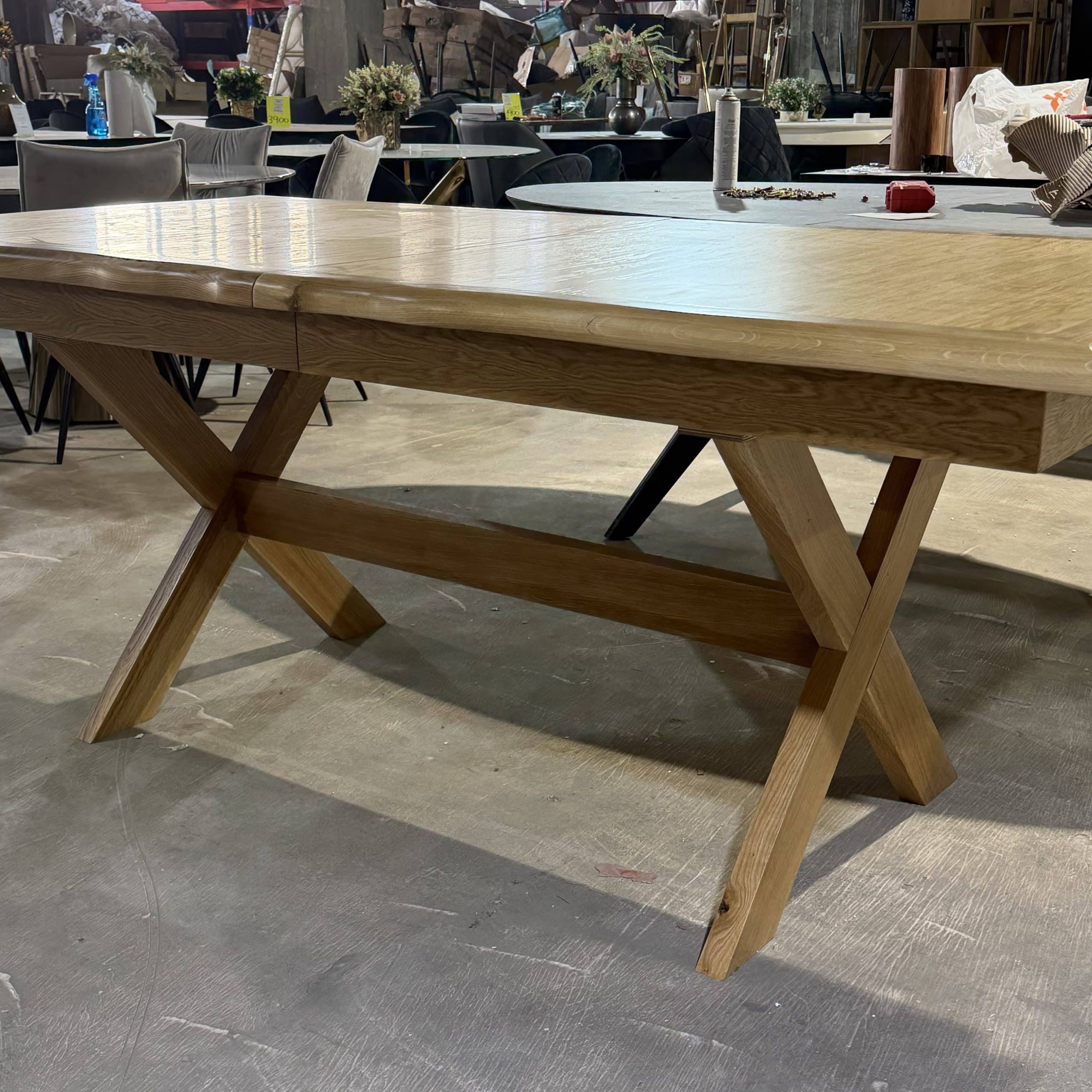 שולחן אוכל דגם אביב פלטה ורגל אלון קנט גזום - חיסול מעודפים!