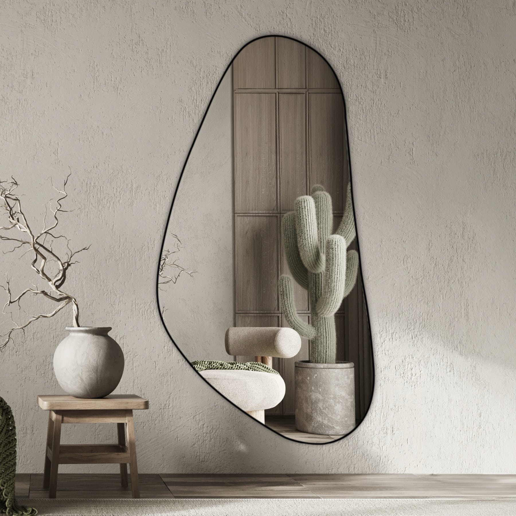 מראה אסימטרית מסגרת שחורה 170/70 דגם שחם מראה אסימטרית מסגרת שחורה 170/70 דגם שחם