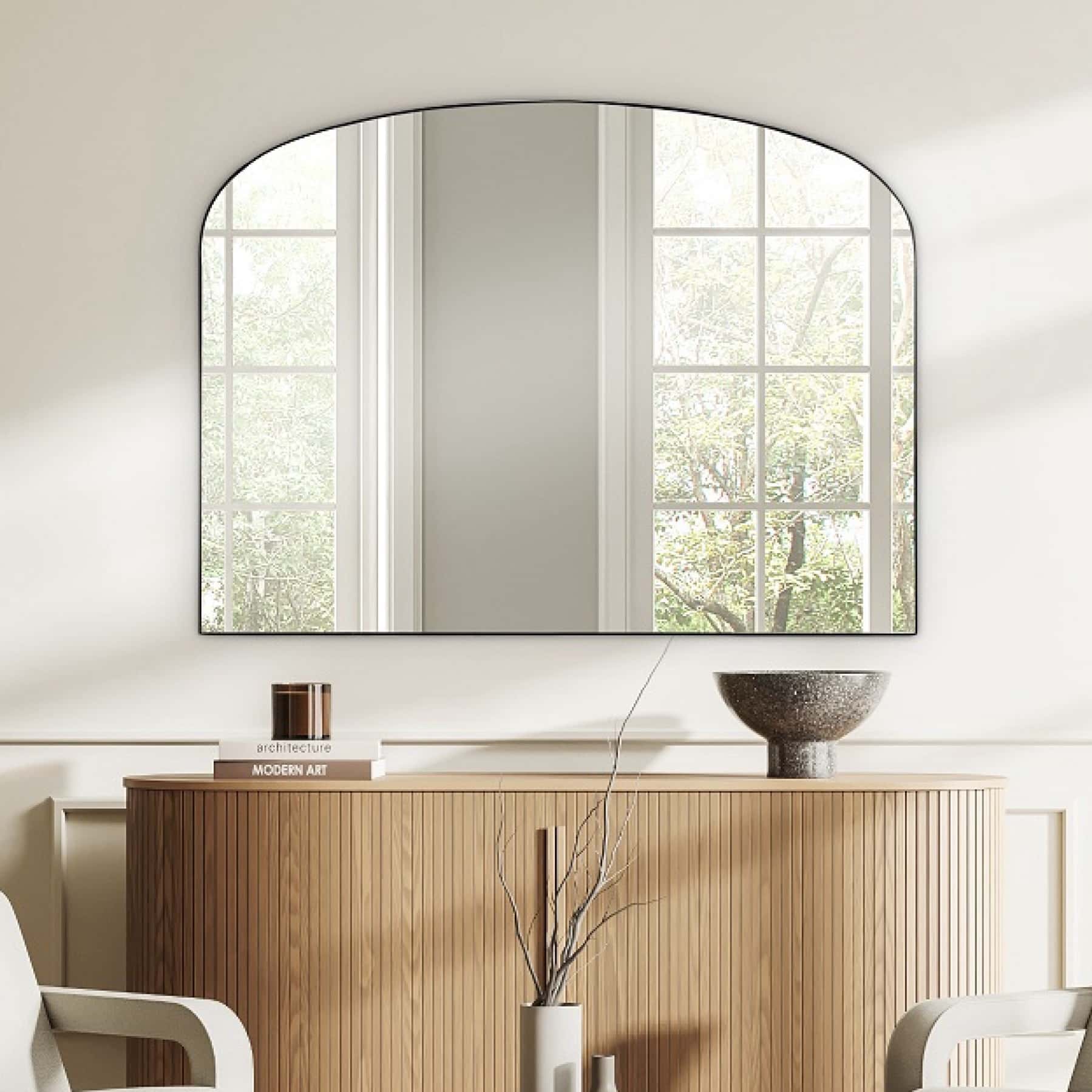 מראה חצי עגולה מסגרת שחורה 100/75 דגם שחם מראה חצי עגולה מסגרת שחורה 100/75 דגם שחם