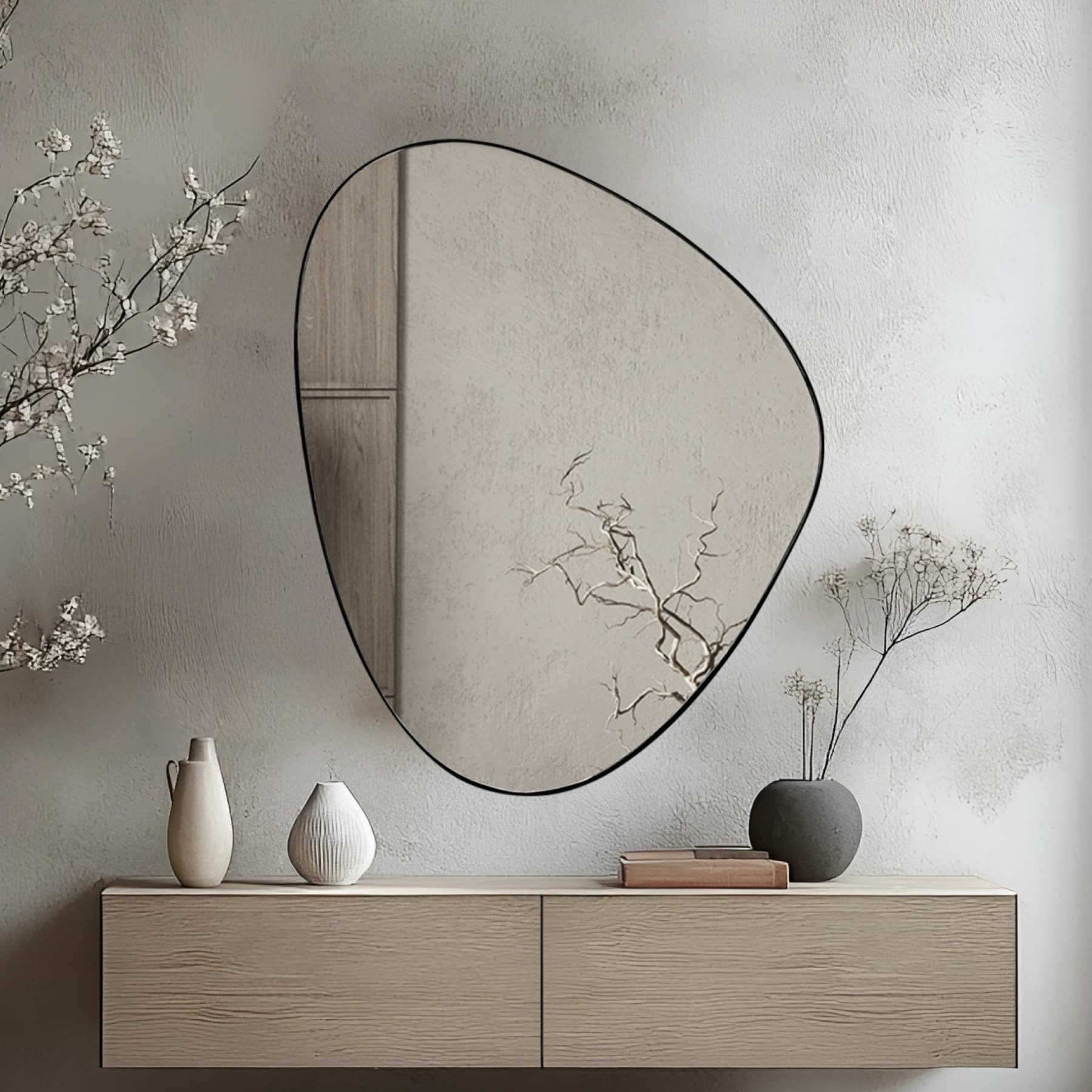 מראה מעוצבת משולש מעוגל מסגרת שחורה 60/85 דגם שחם