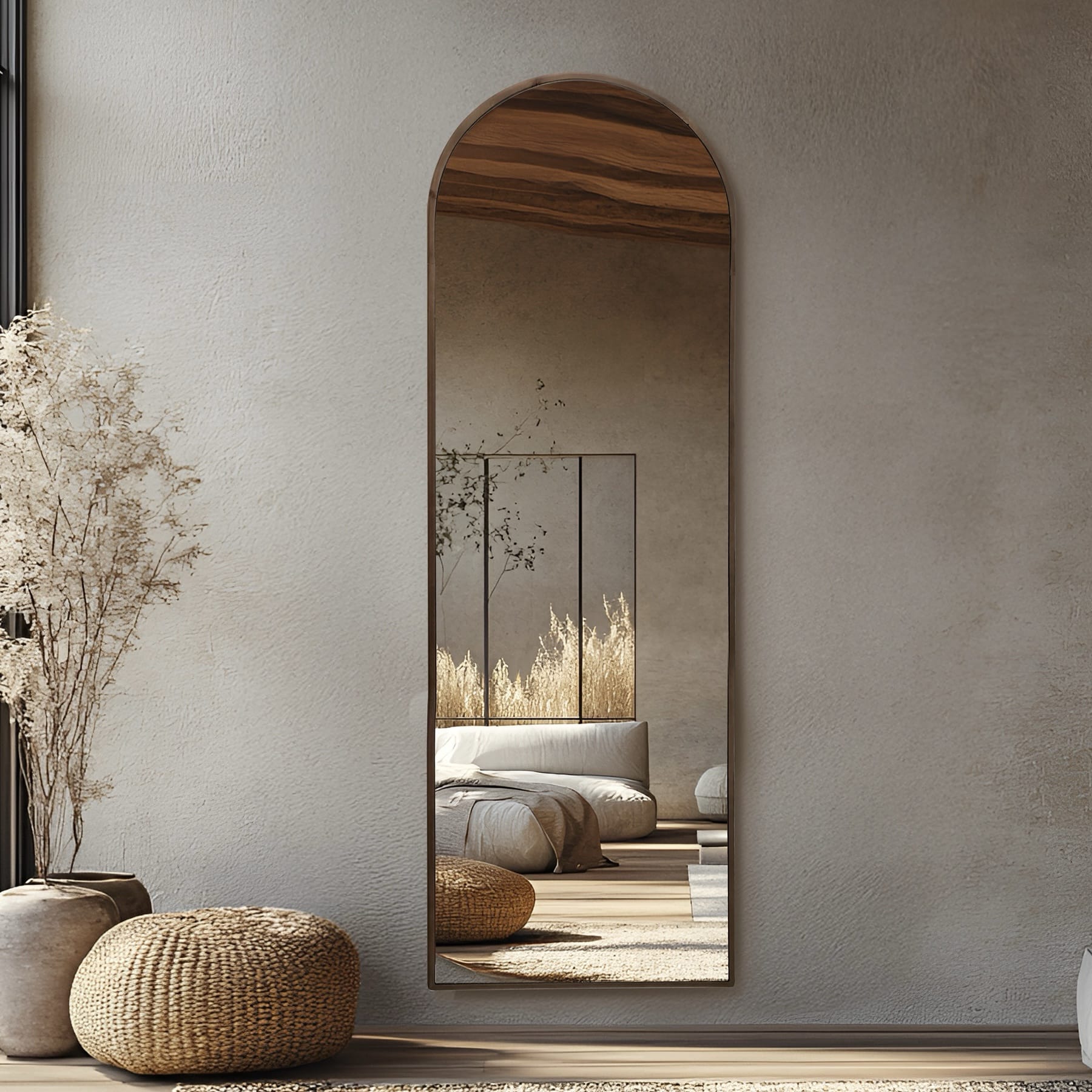 מראה מעוצבת ראש מעוגל מעץ 60/180 דגם שחם