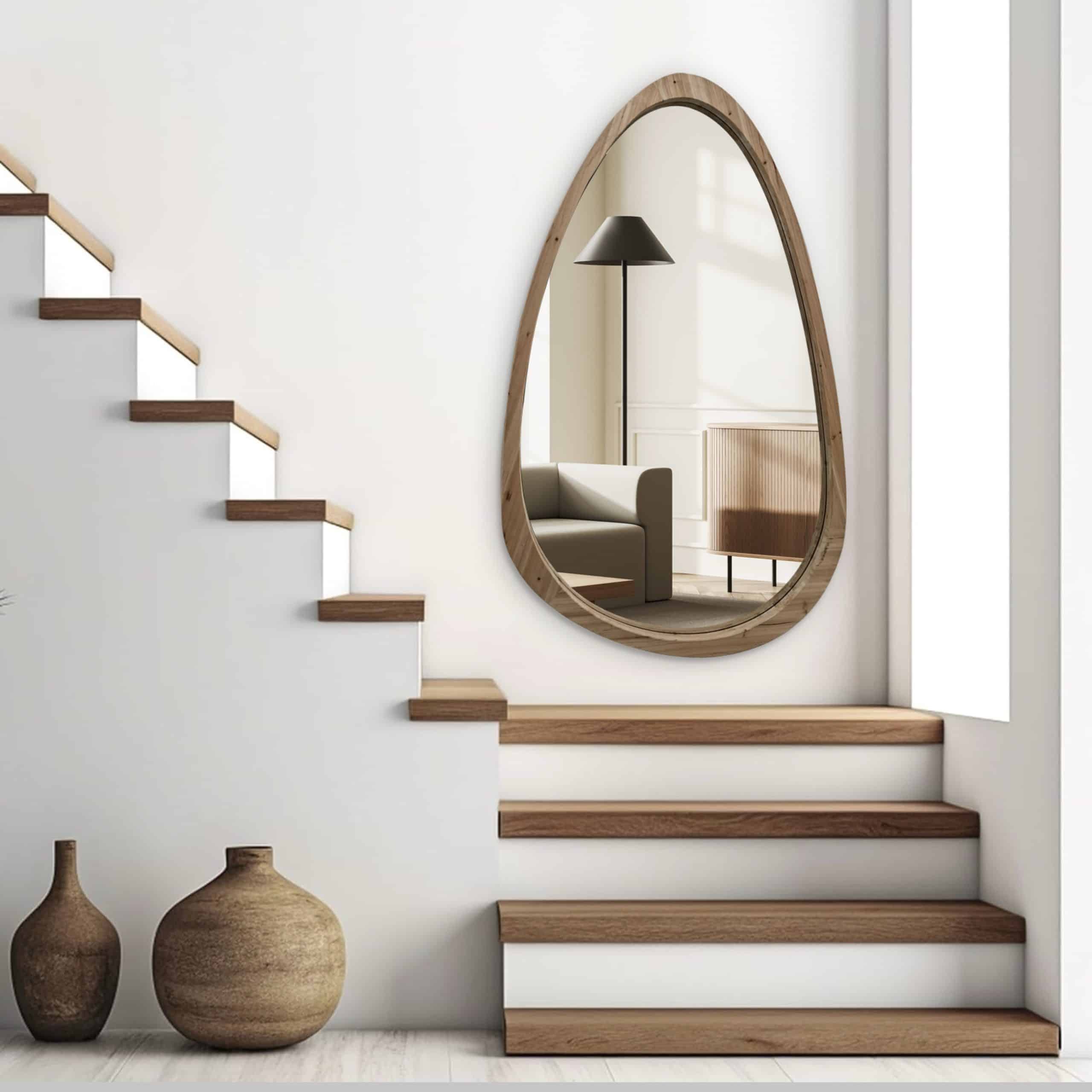 מראה אמורפית ביצה עץ 104/170 דגם שחם מראה אמורפית ביצה עץ 104/170 דגם שחם