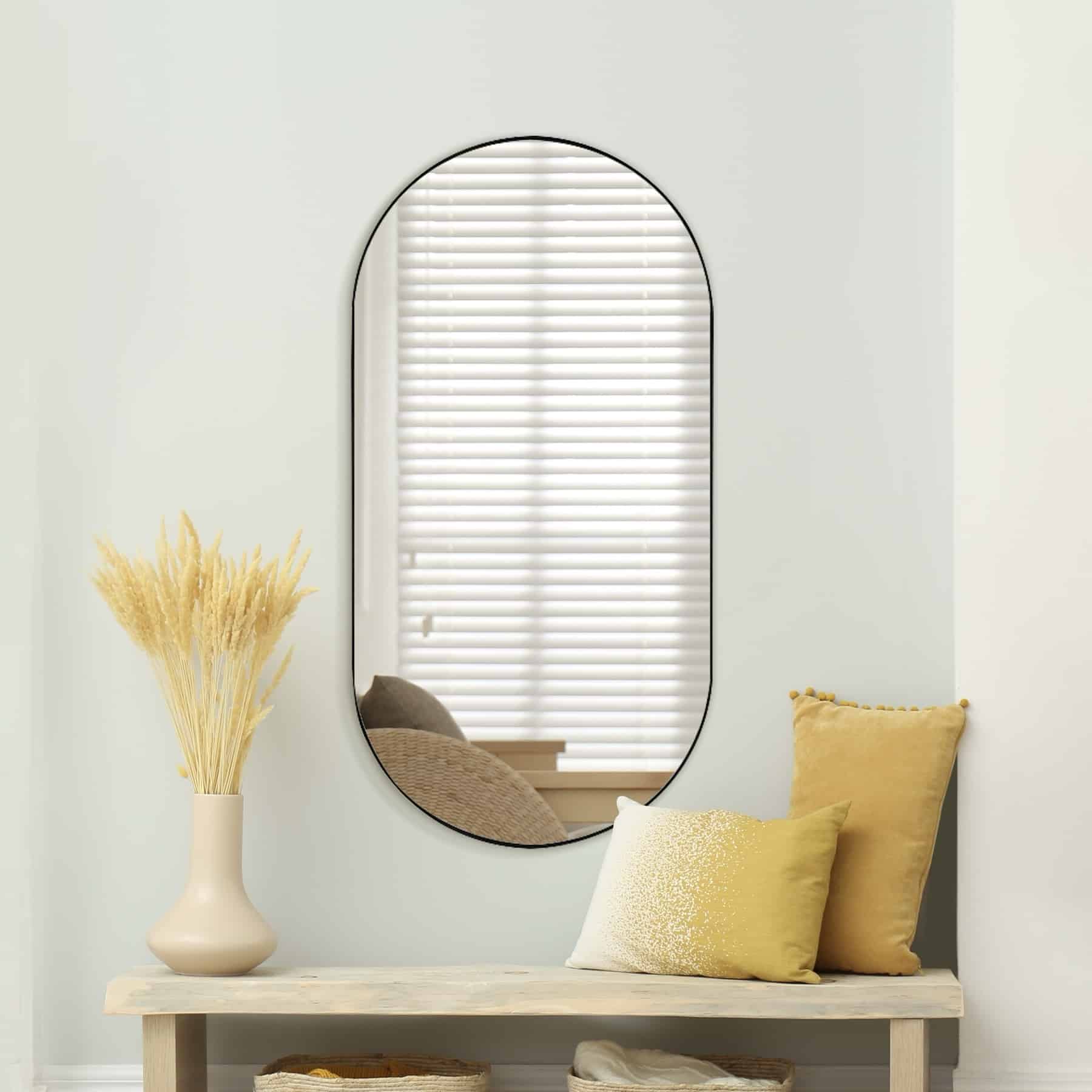 מראה קפסולה רחבה מסגרת שחורה 60/120 דגם שחם