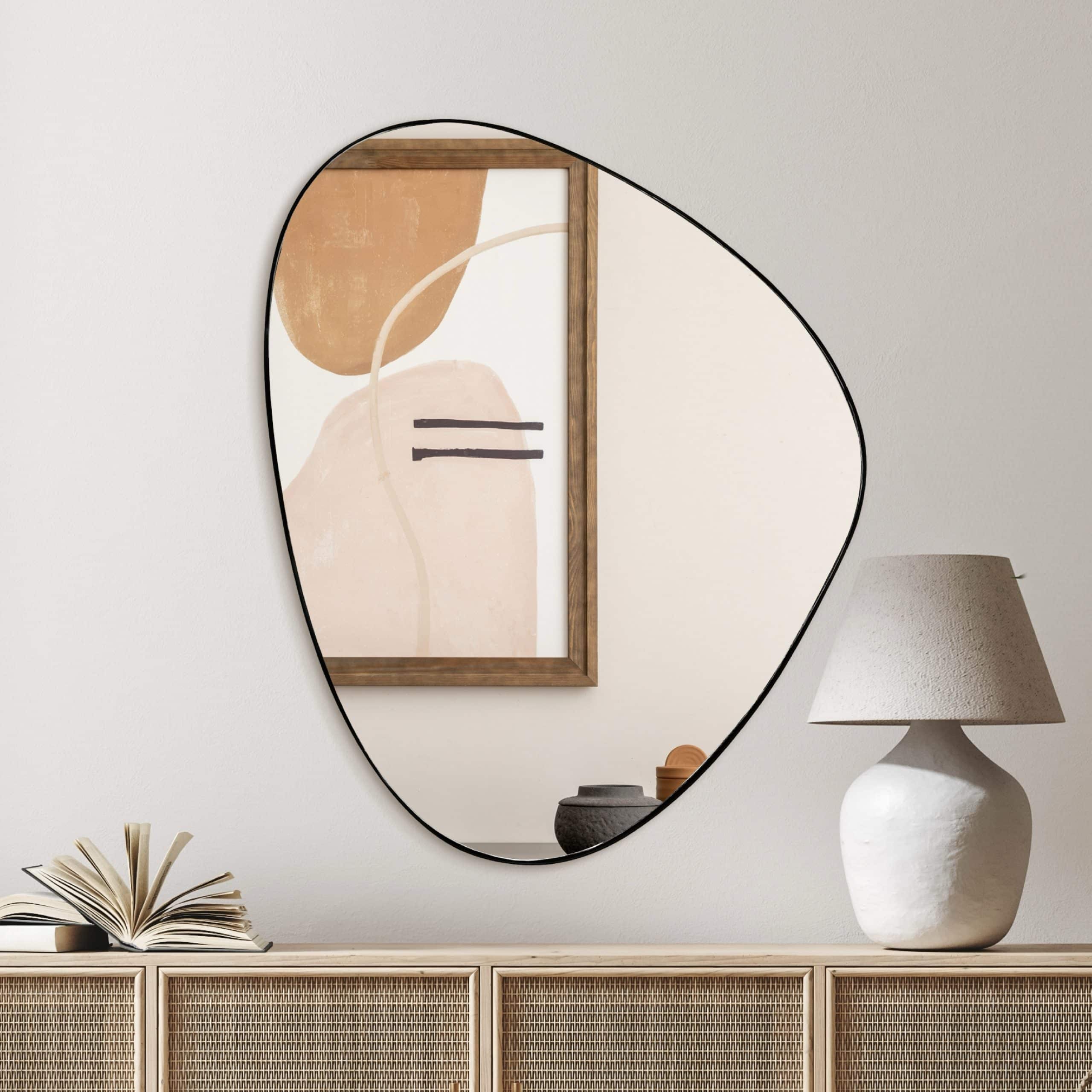 מראה מעוצבת משולש מעוגל מסגרת שחורה 76/94 דגם שחם