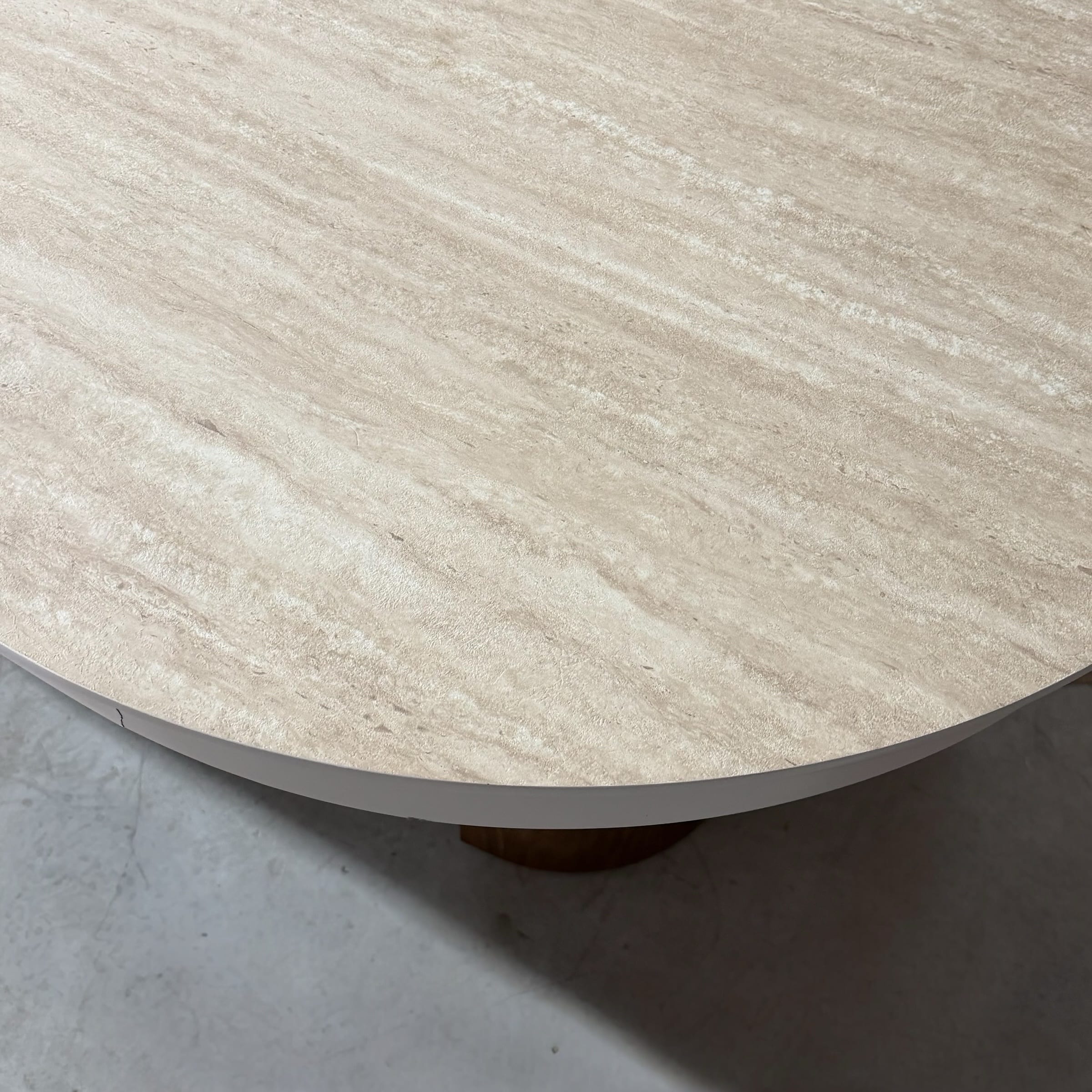 שולחן אוכל אובאלי דגם גייד פורמייקה טרוורטין ורגל אגוז 190/100 - חיסול עודפים!!