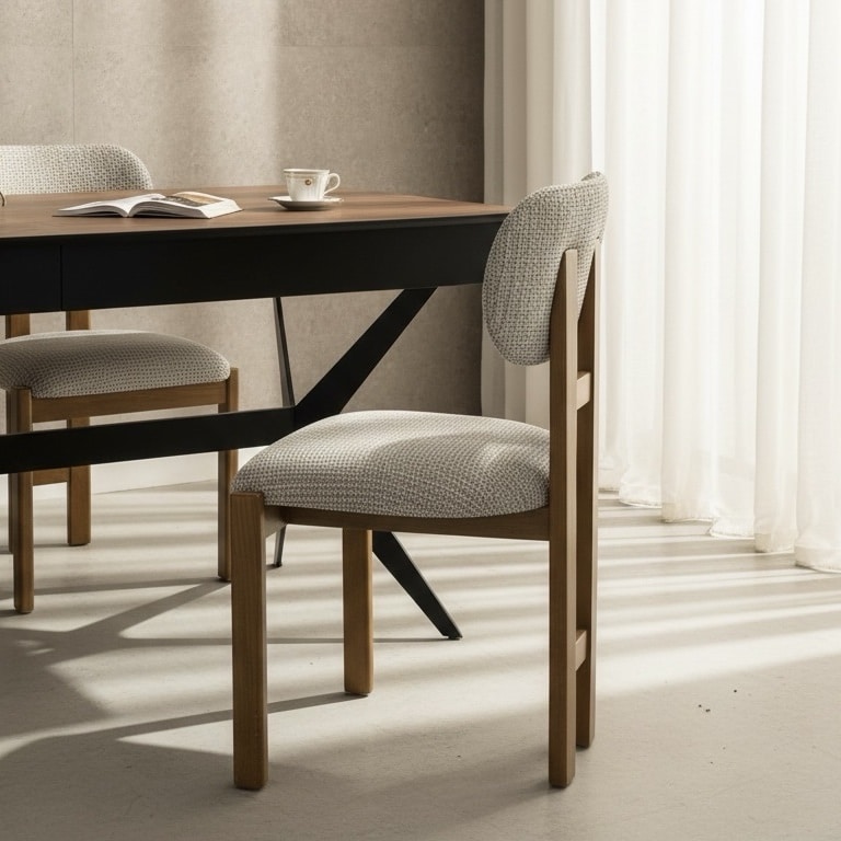 כסא דגם פלוטו מעוצב בד משולב רגל אלון - 6 יחידות בחיסול! כסא דגם פלוטו מעוצב בד משולב רגל אלון - 6 יחידות בחיסול!