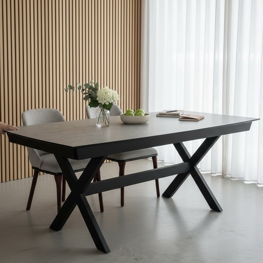 פינת אוכל מעוצבת דגם ביטס אפור נפתחת 200/100+100 - חיסול מעודפים!