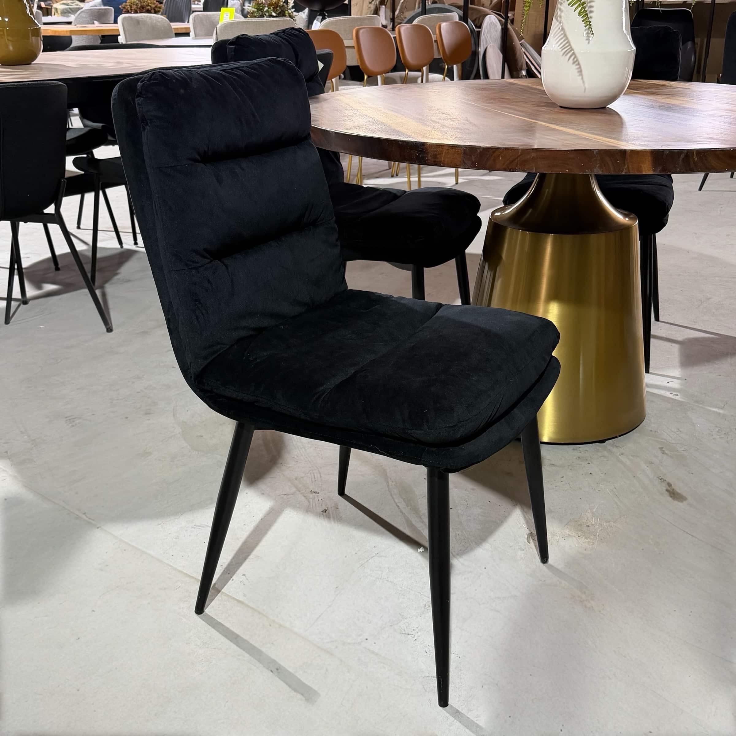 כסא פינת אוכל קטיפה שחור פסי רוחב - 4 אחרונים בחיסול!