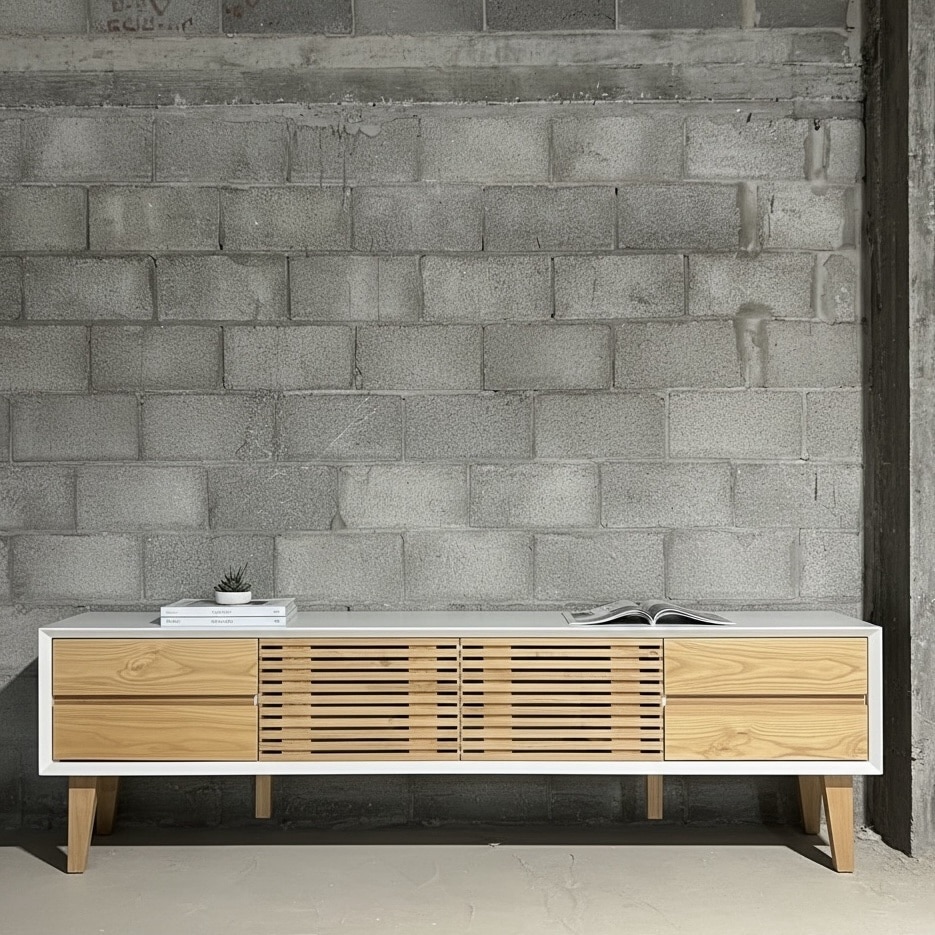 מזנון מעוצב דגם מיגל מעטפת שמנת ורגל אלון - חיסול עודפים!!