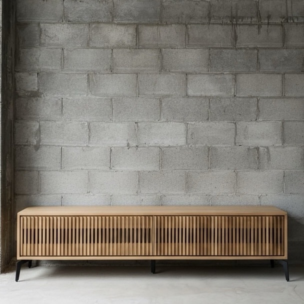 מזנון מעוצב דגם פסים עץ אלון 200/41/51 ס״מ - חיסול!!