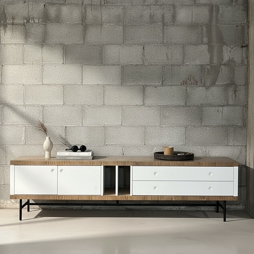 מזנון מעוצב דגם בונו מעטפת עץ חזיתות לבנות - חיסול!!