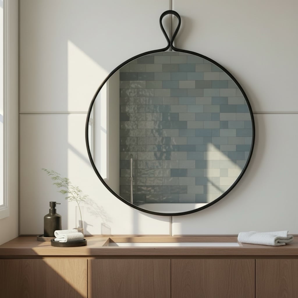 מראה קיר עגולה מסגרת שחורה קוטר 46 ס״מ דגם ברלה - אחרונה!