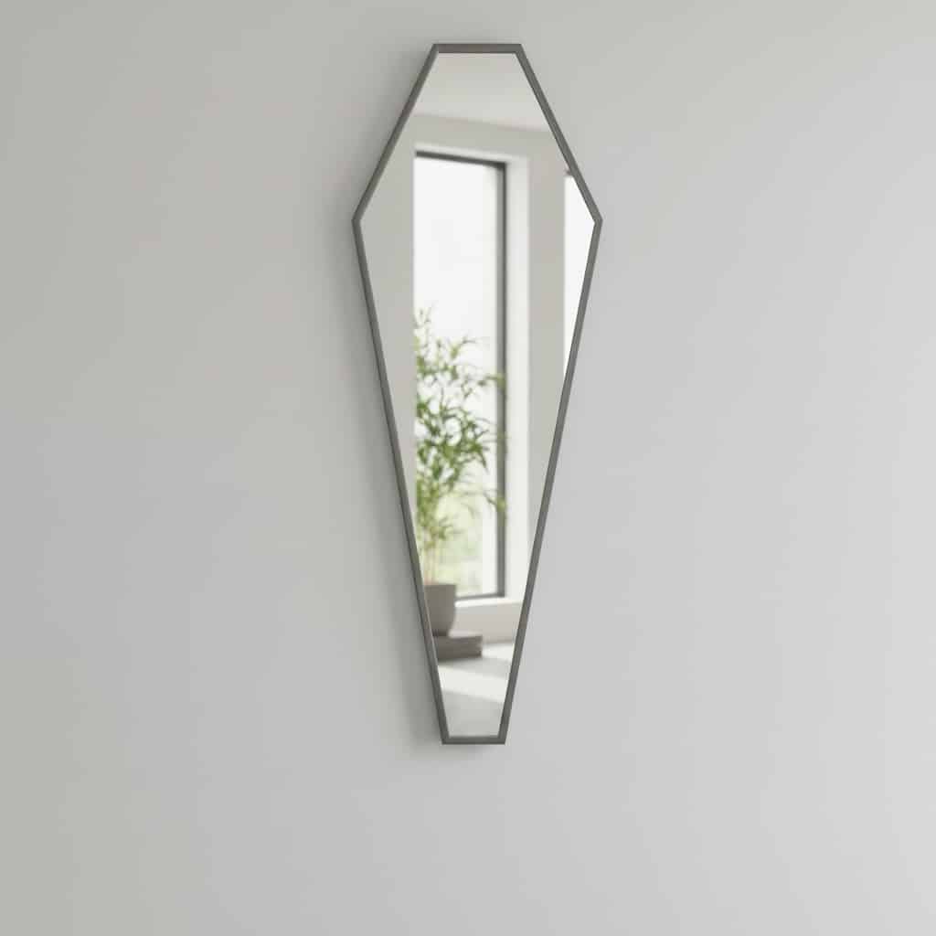 מראה מעוצבת גאומטרית מסגרת כסופה משופשפת 110/40 - אחרונה!