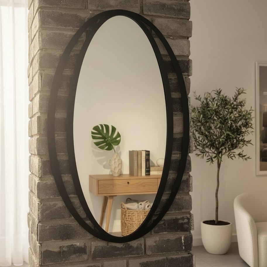 מראה מעוצבת אובאלית מסגרת שחורה דגם כדור 80/52 - אחרונה! מראה מעוצבת אובאלית מסגרת שחורה דגם כדור 80/52 - אחרונה!