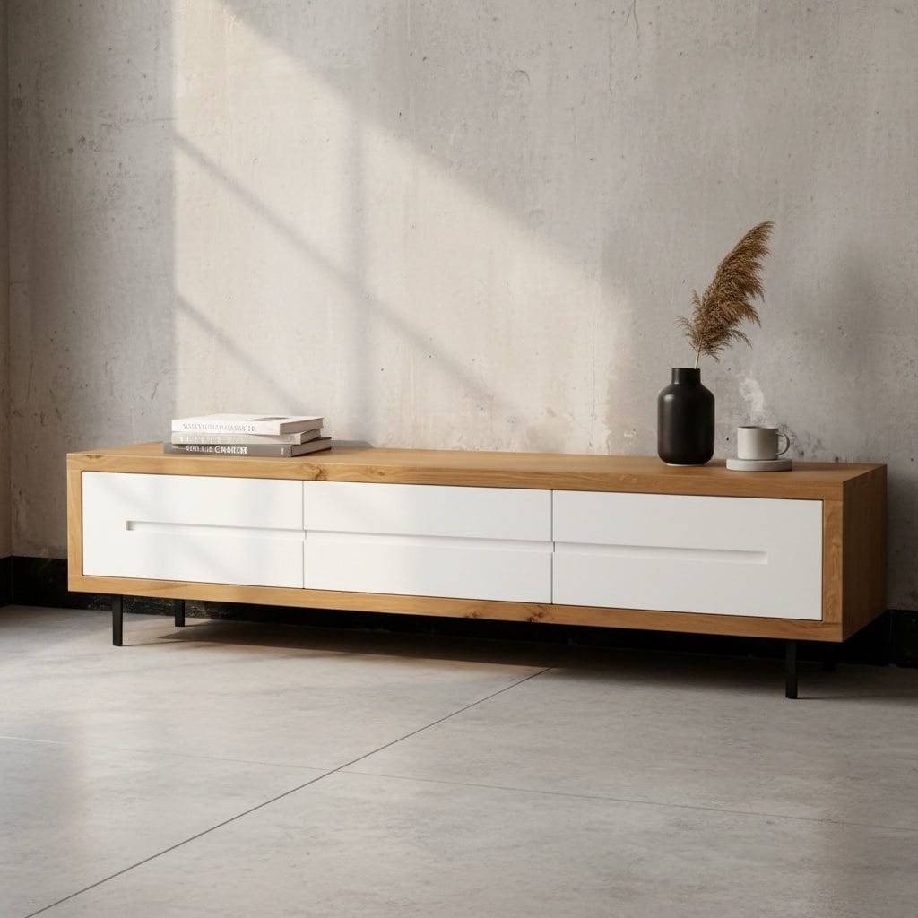 מזנון מעוצב דגם דורין מעטפת אלון חזיתות לבן שבור - חיסול עודפים!