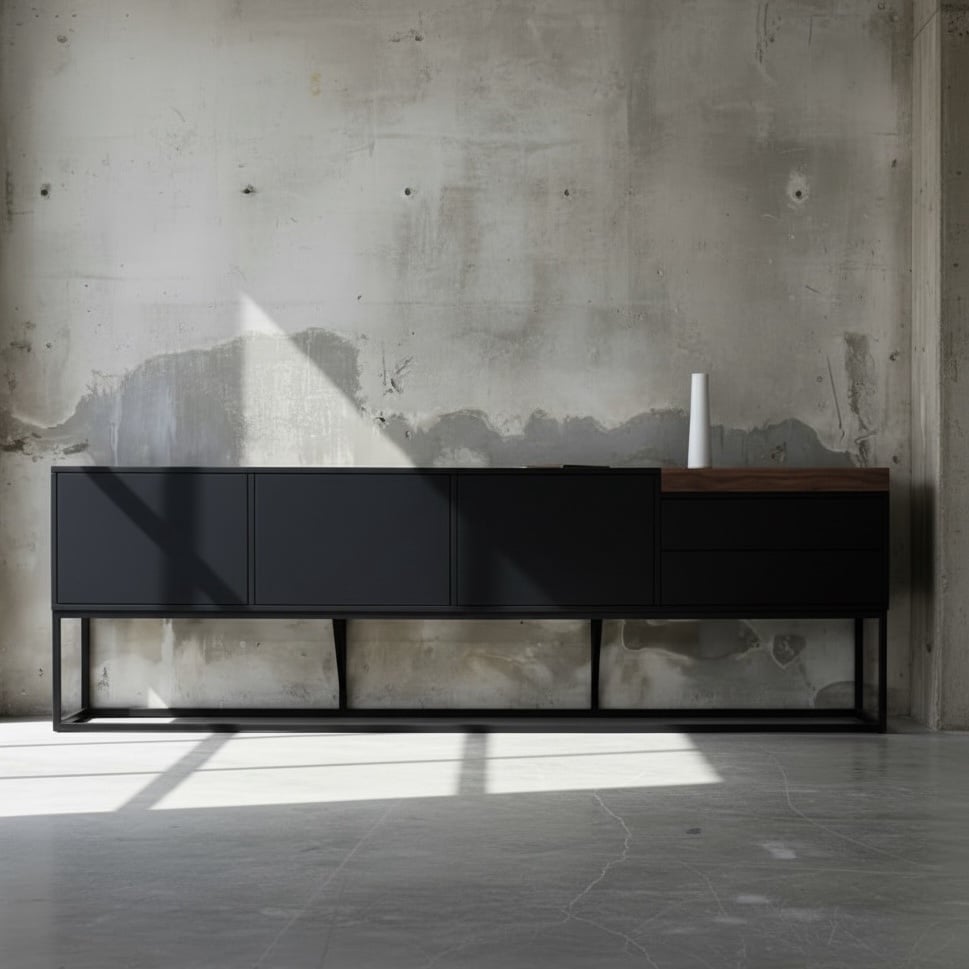 מזנון מעוצב שחור מגש אגוז - חיסול מעודפים!!