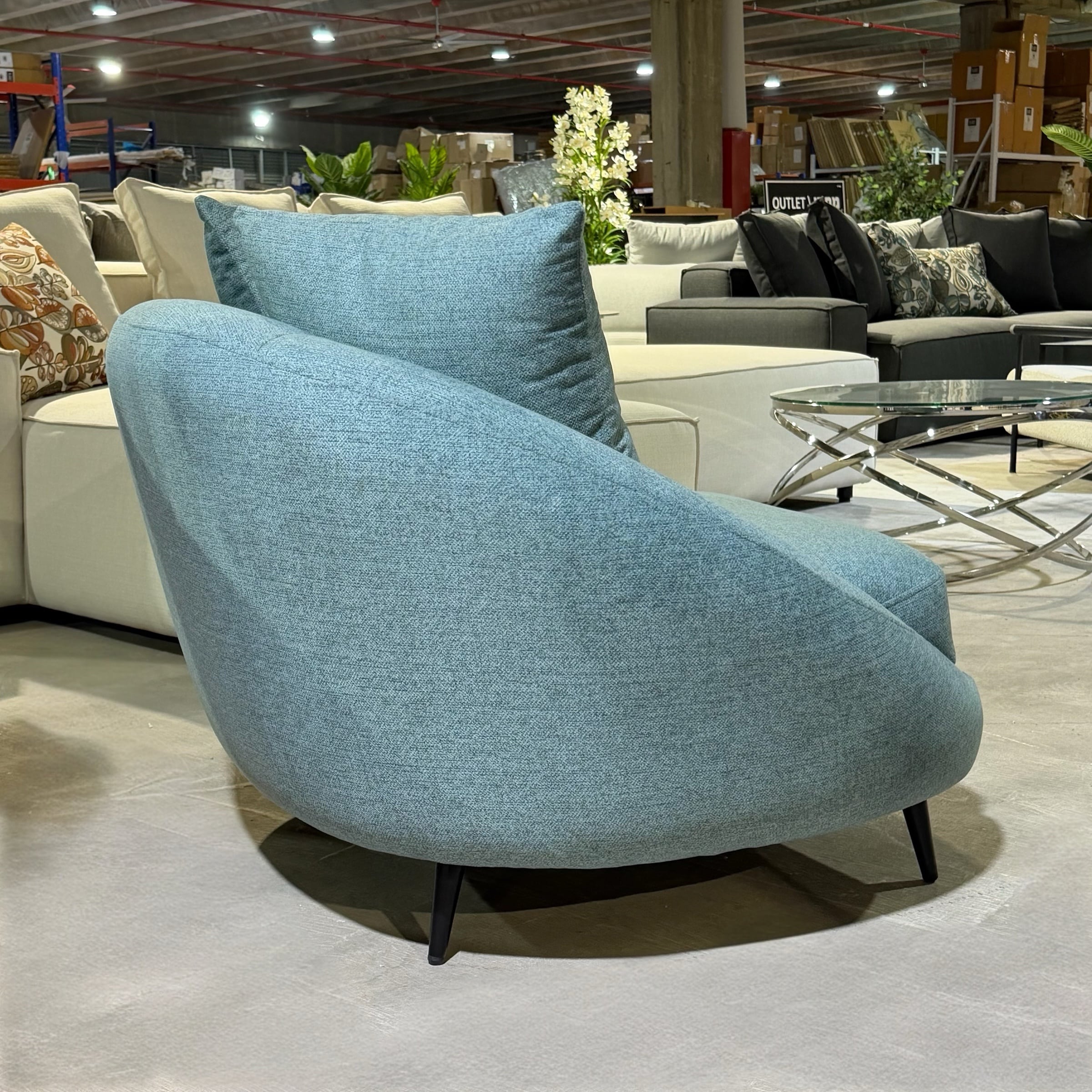 כורסא מעוצבת פנדה בד טורקיז - חיסול עודפים!!