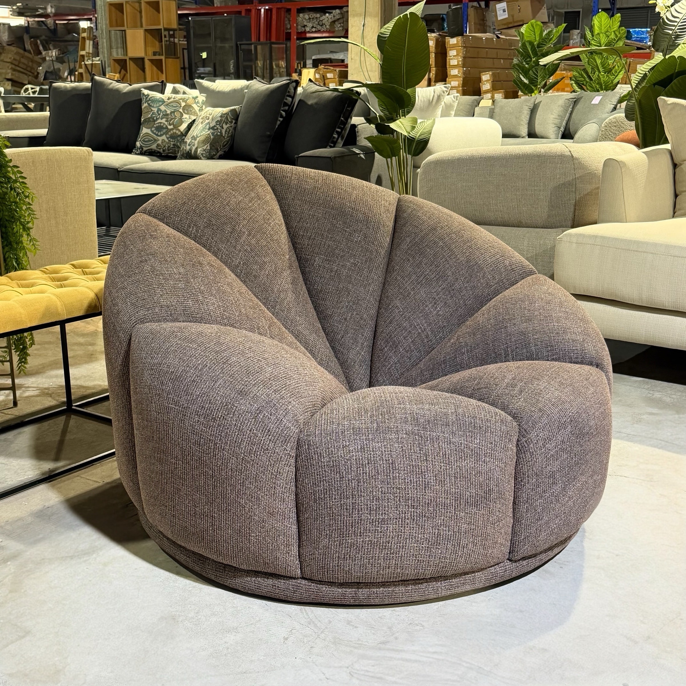 כורסא מעוצבת דגם פרח בד אריג בורדו שילוב אפור - חיסול עודפים!!