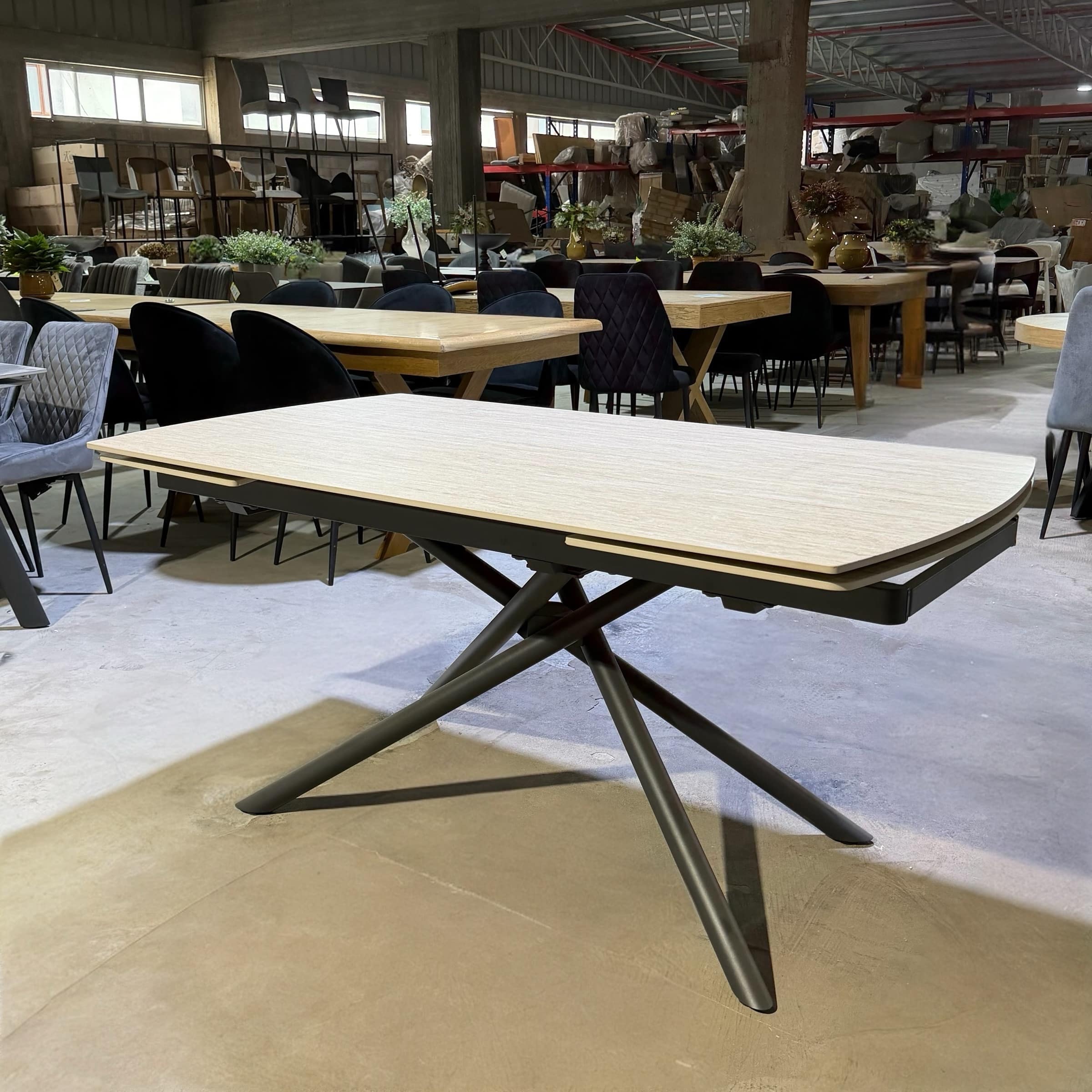 שולחן אוכל יוקרתי מלבני טרוורטין 160/90 נפתח 80 - חיסול עודפים!