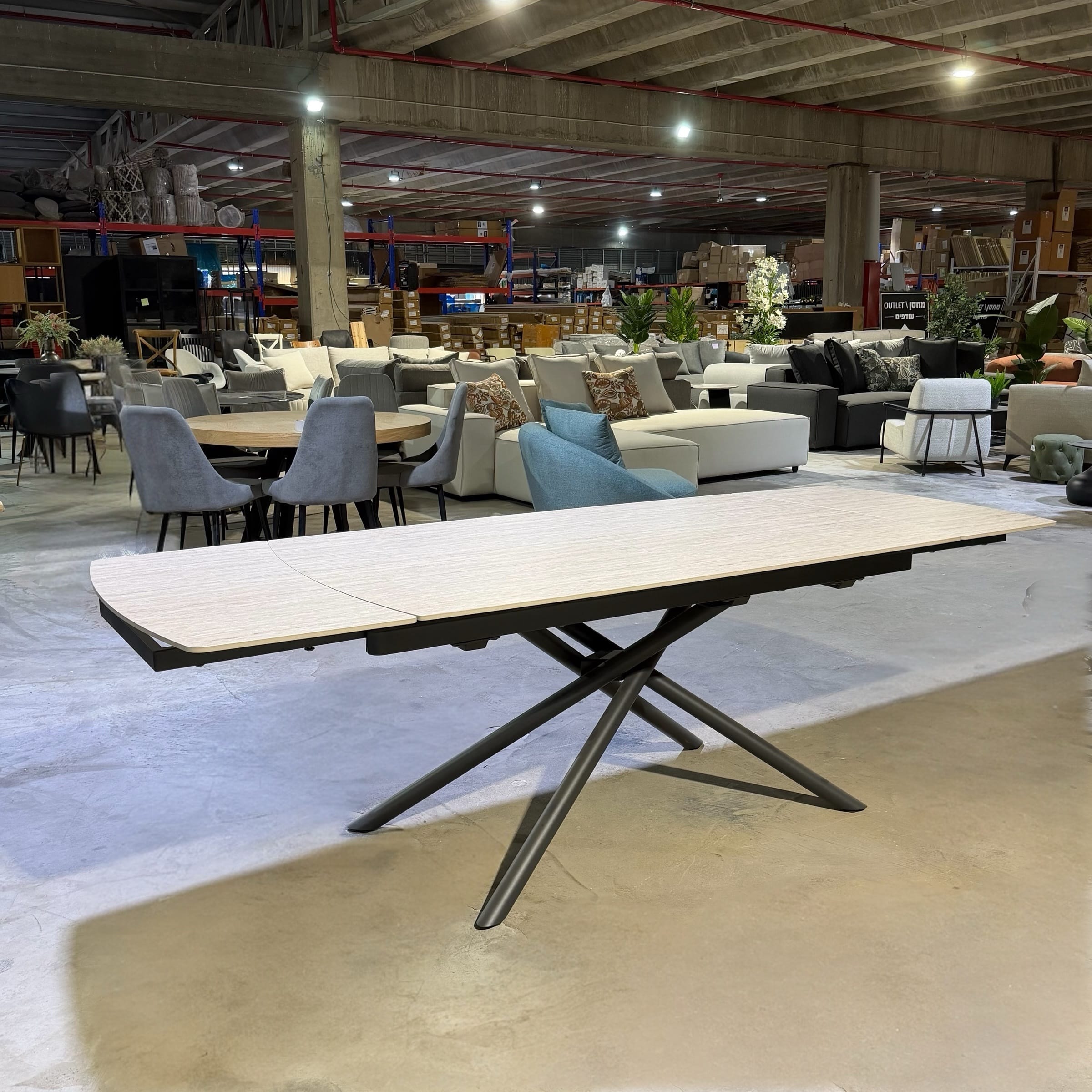 שולחן אוכל יוקרתי מלבני טרוורטין 160/90 נפתח 80 - חיסול עודפים!