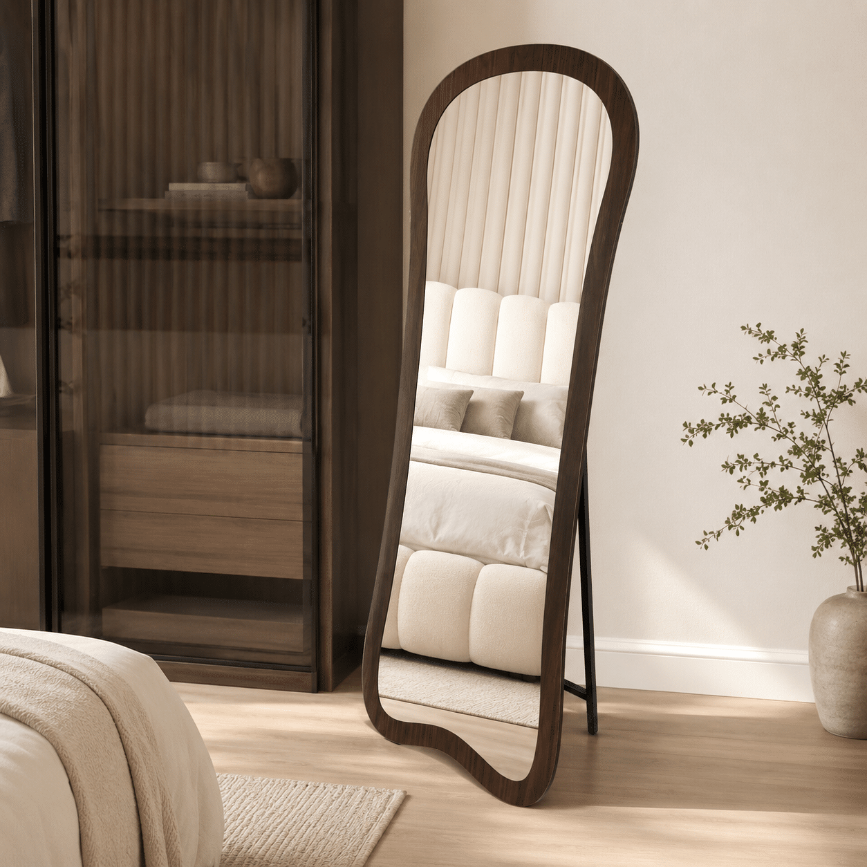 מראה מעוצבת ראש עגול מסגרת גוון אגוז 60/160 ס״מ דגם סופיה | ייבוא קאדו הום מראה מעוצבת ראש עגול מסגרת גוון אגוז 60/160 ס״מ דגם סופיה | ייבוא קאדו הום