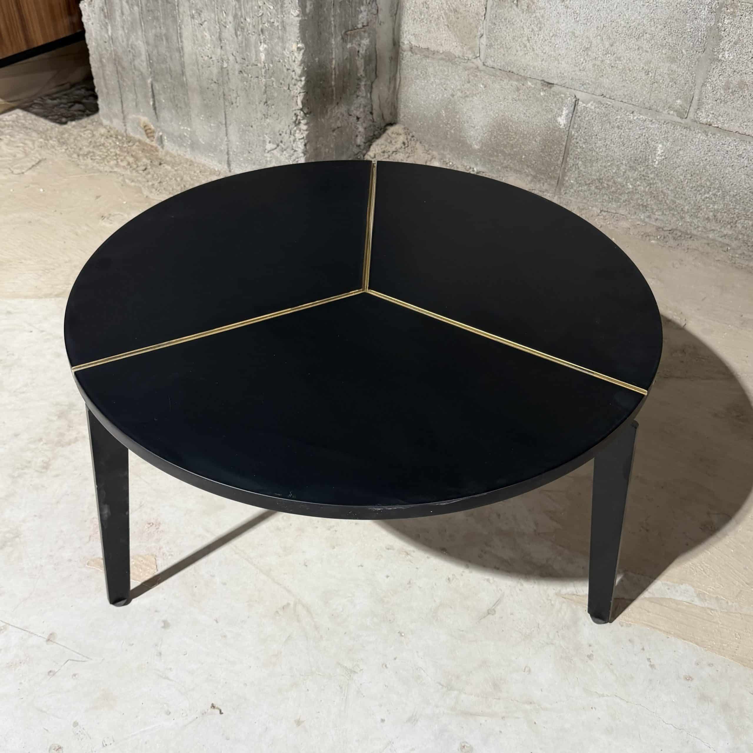 שולחן סלון מעוצב עגול בודד דגם הדס שחור פסי זהב - חיסול עודפים!!