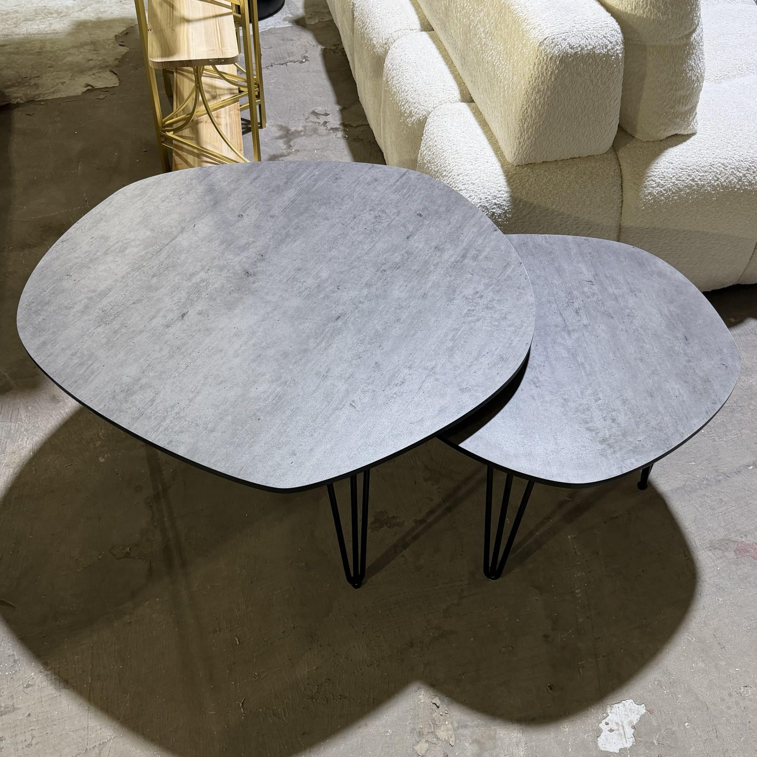 סט שולחנות סלון מעוצבים רגלי סיכה גוון אפור - חיסול עודפים!!