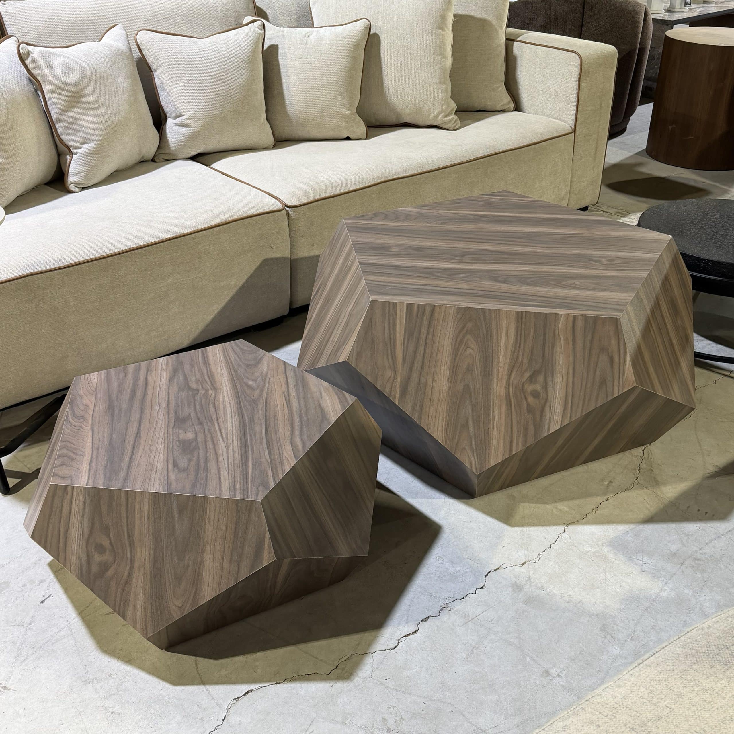 סט שולחנות סלון מעוצבים דגם דיימונד גוון אגוז - חיסול עודפים!!