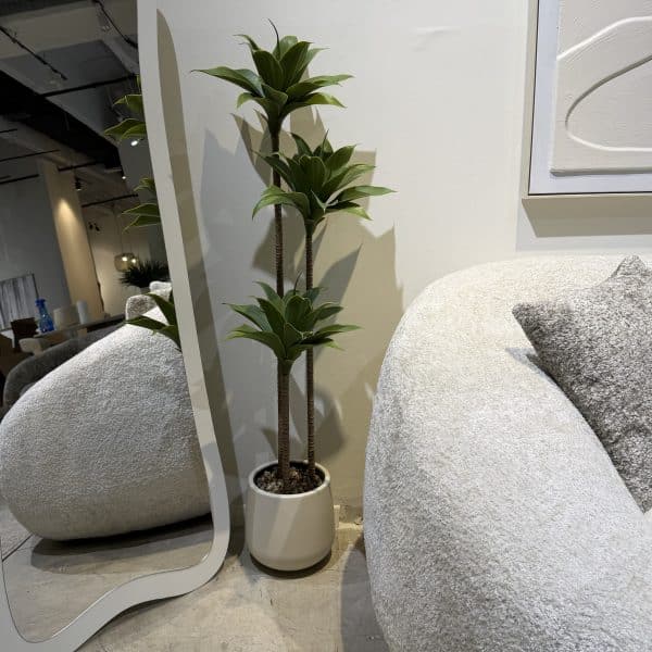 עץ עציץ אגבה ירוק חום 3 קנים 85 ס״מ דגם סופיה | ניתן לבחור עם / בלי כד