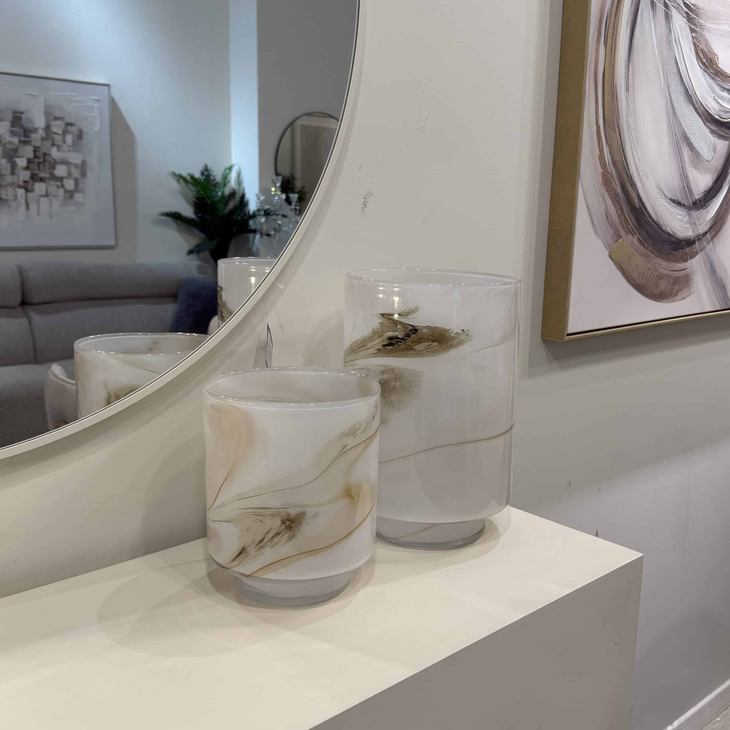 כד זכוכית גווני בז׳ חום בסיס צר גבוה / נמוך דגם סופיה