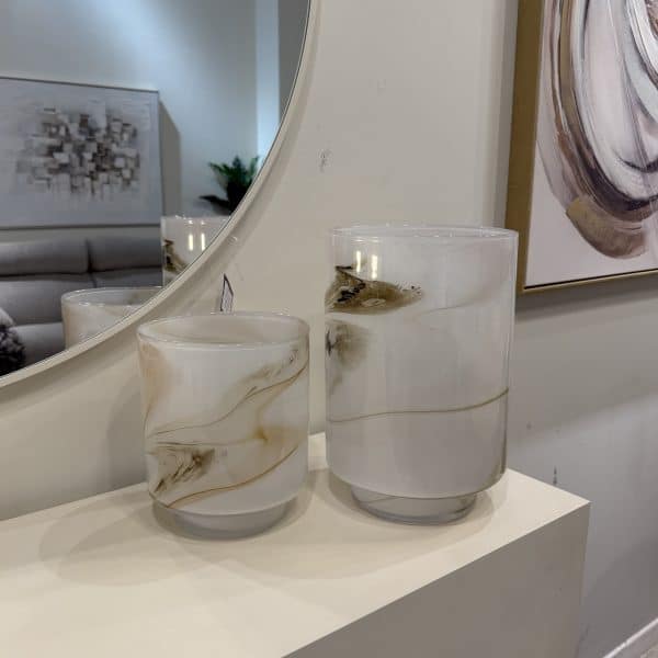 כד זכוכית גווני בז׳ חום בסיס צר גבוה / נמוך דגם סופיה