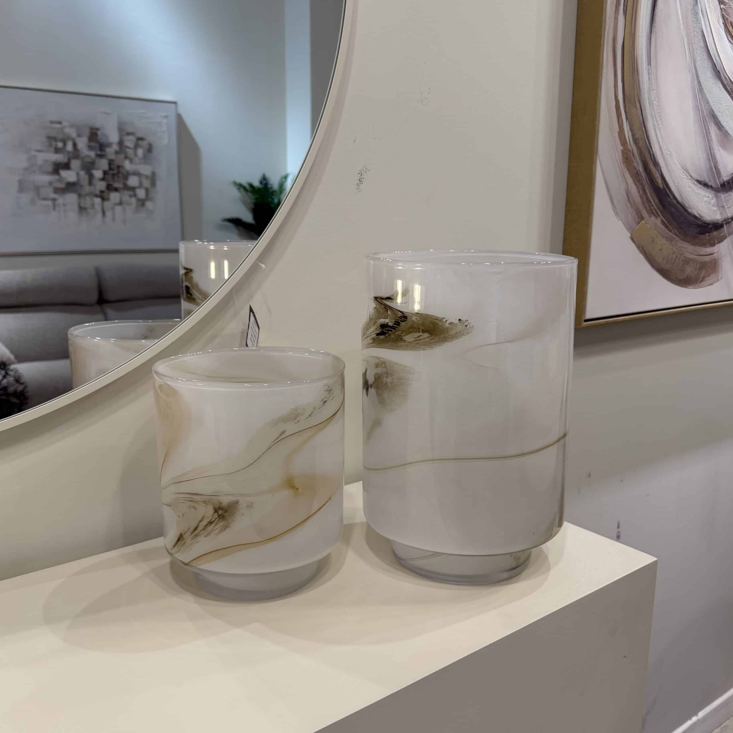 כד זכוכית גווני בז׳ חום בסיס צר גבוה / נמוך דגם סופיה