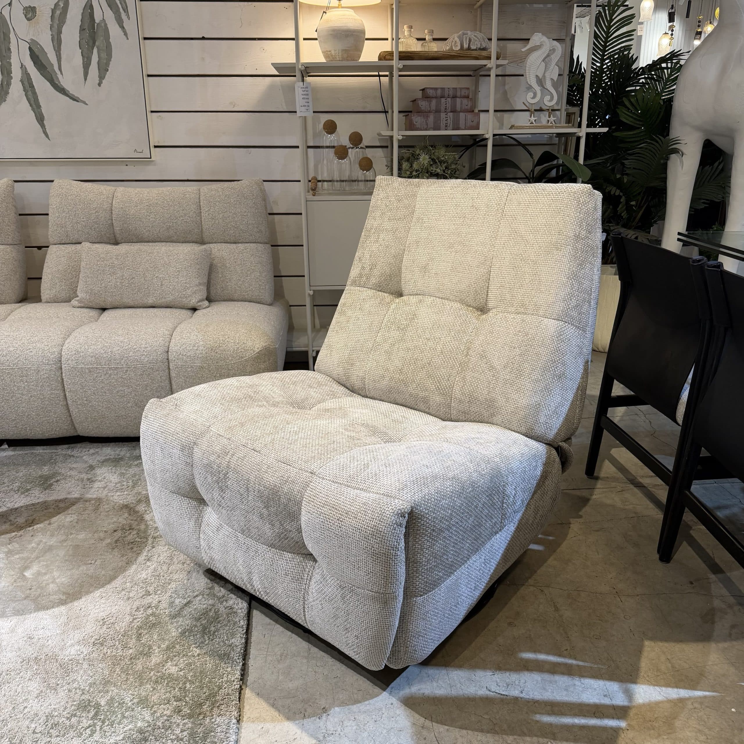 כורסא מפנקת ריקליינר ידני 449 צבע אבן ליני