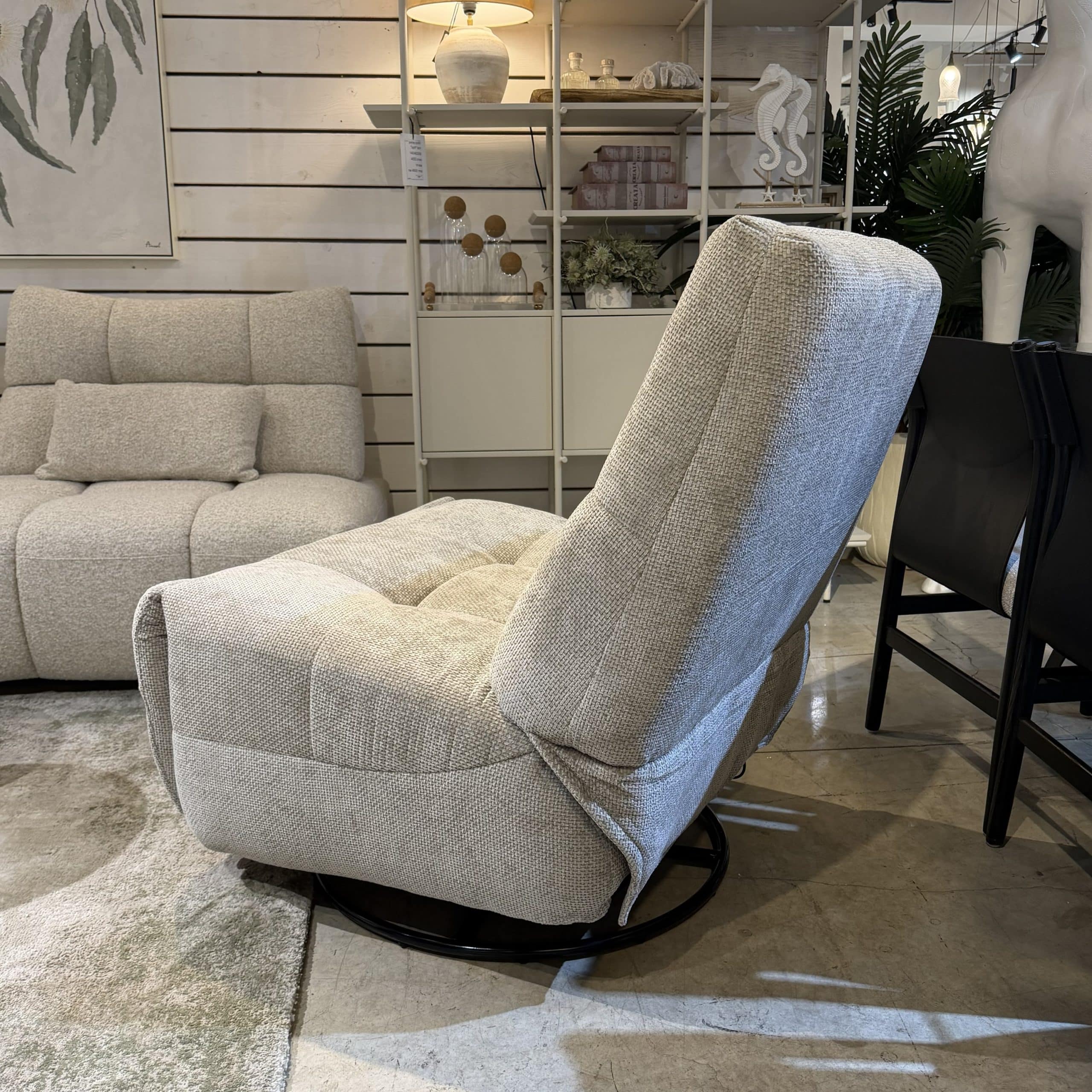 כורסא מפנקת ריקליינר ידני 449 צבע אבן ליני