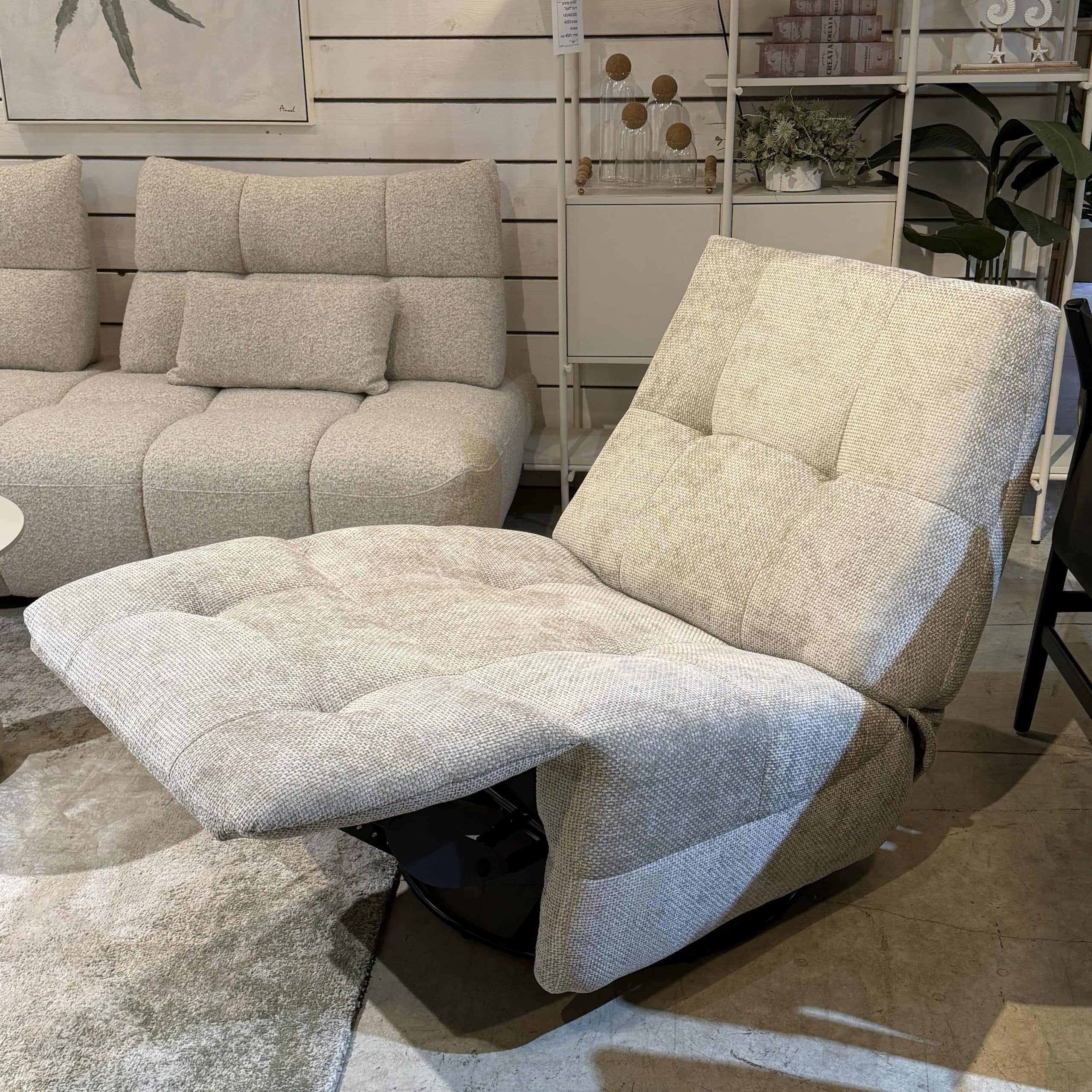 כורסא מפנקת ריקליינר ידני 449 צבע אבן ליני