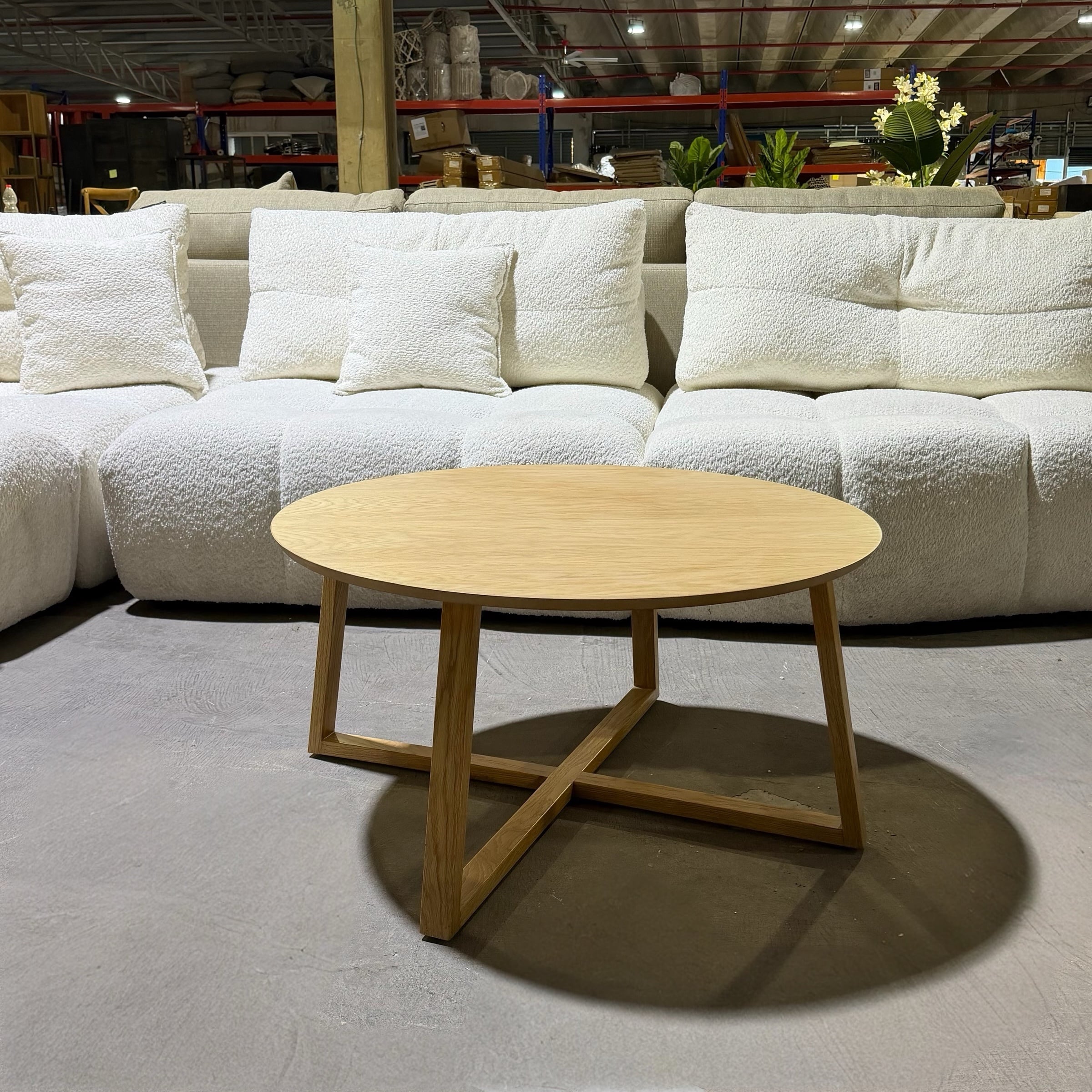 שולחן סלון מעוצב דגם אלה אלון טבעי רגל איקס - חיסול עודפים!!