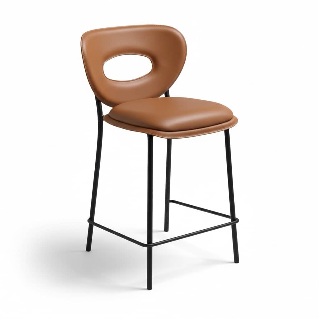 כיסא בר מעוצב דמוי עור כאמל דגם קאפרי