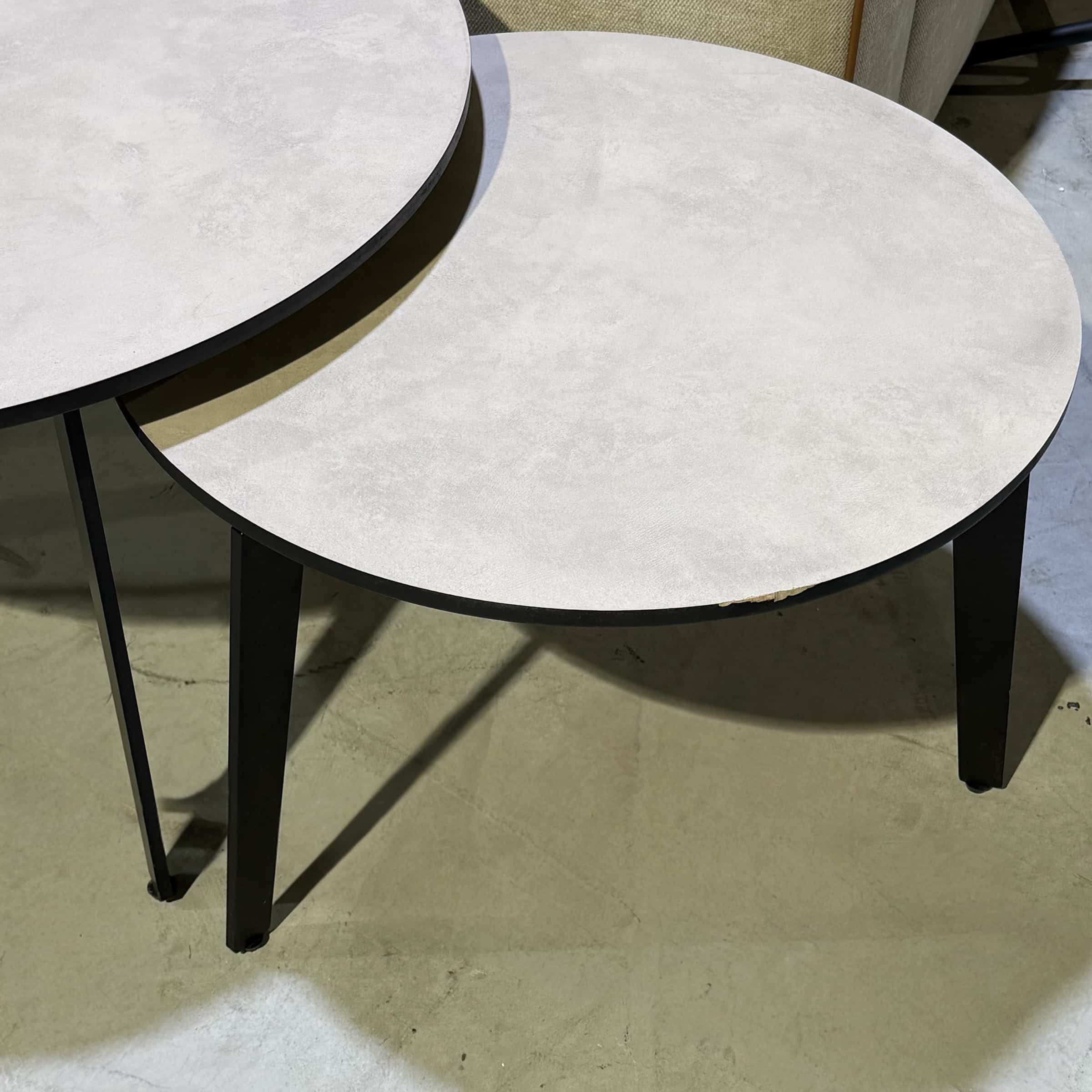 סט שולחנות סלון עגולים רגלי סיכה גוון אבן אפרפר - חיסול עודפים!!