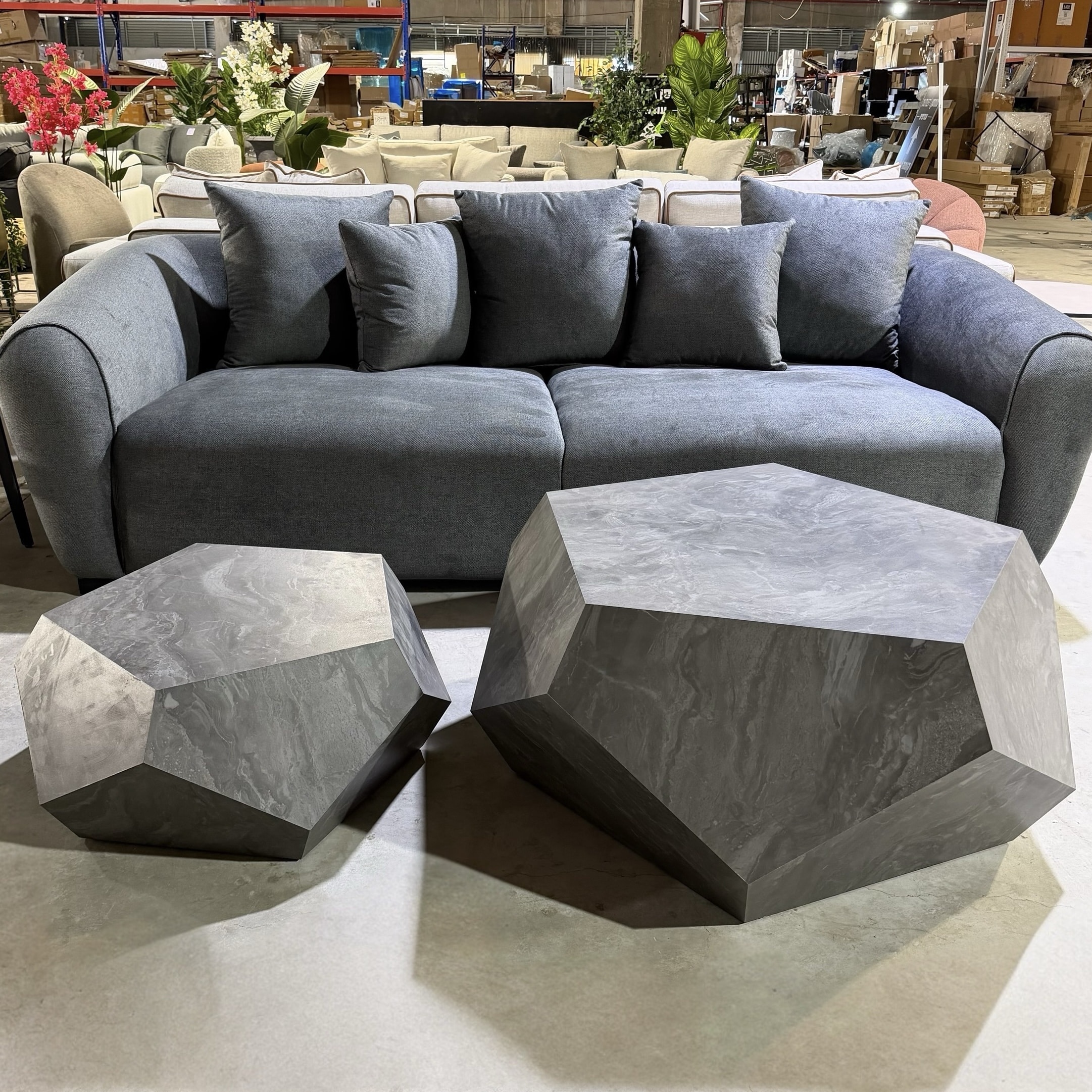 סט שולחנות סלון מעוצבים דגם דיימונד גוון אפור - חיסול עודפים!!